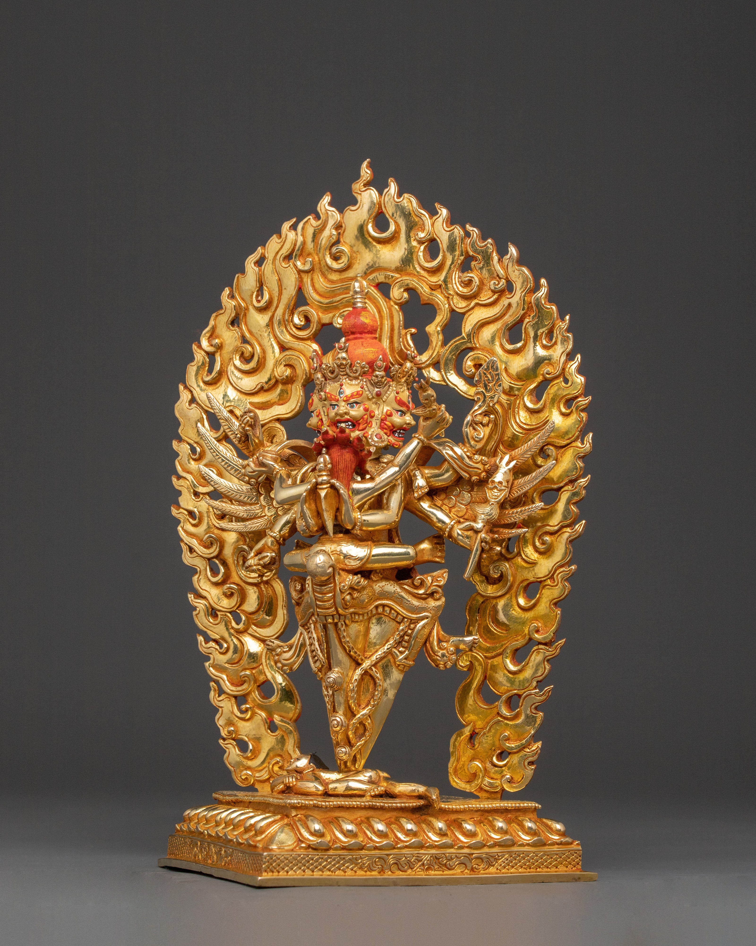 Vajrakilaya Protection Statue – Handcrafted Gold Gilded Statue