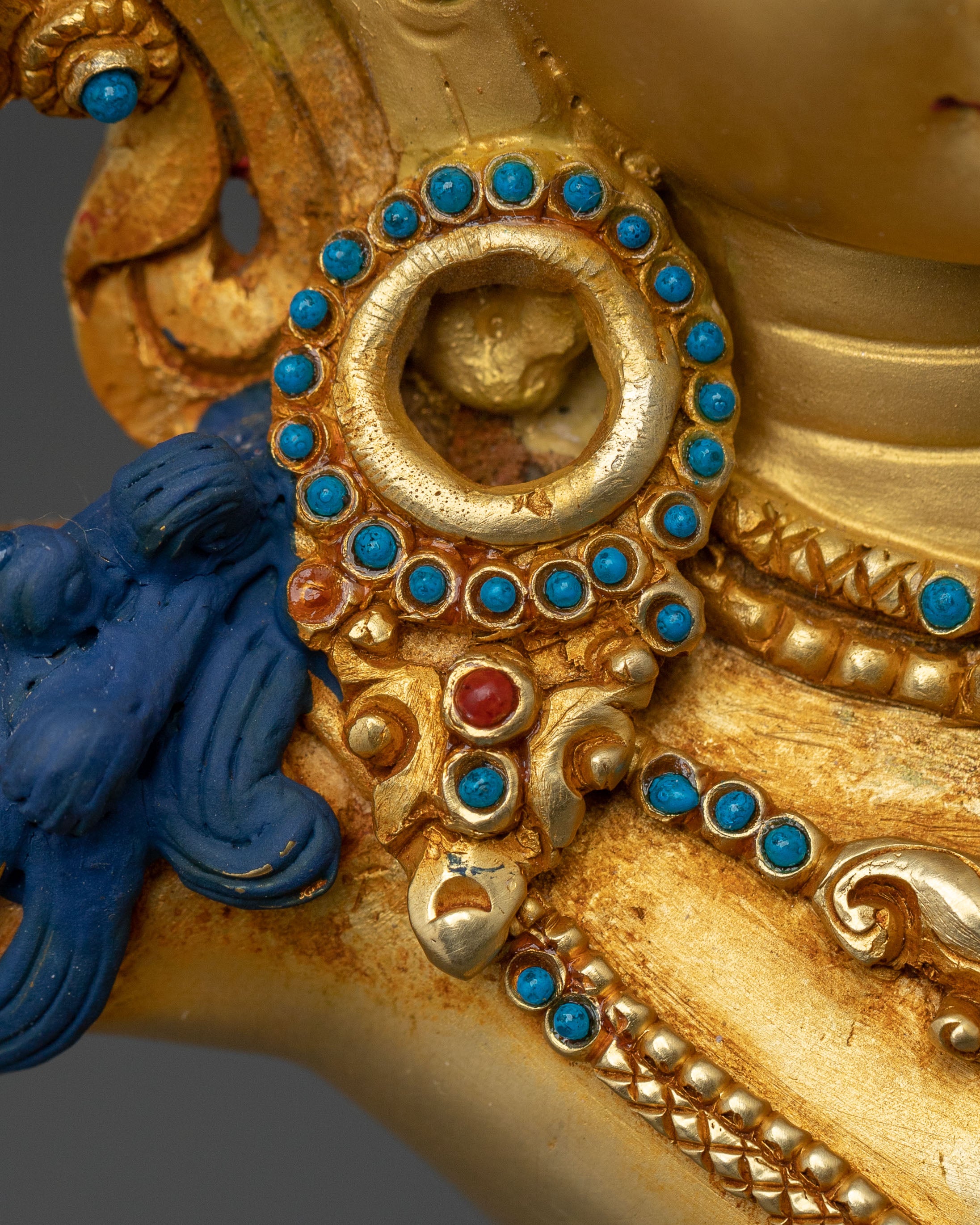 Manjushri Idol: 24K Gold Gilded Sacred Figurine