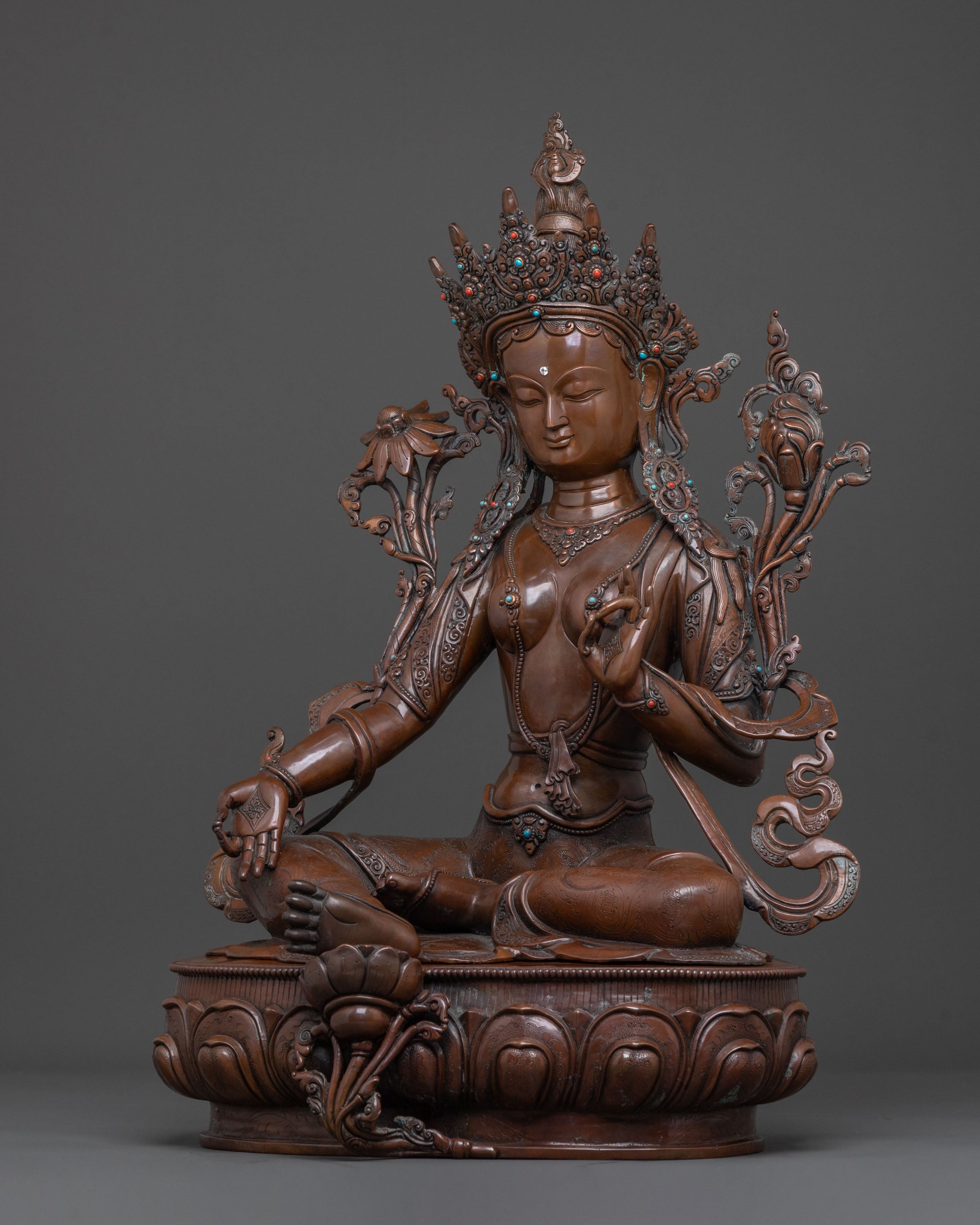 Handmade Green Tara Statue | Buddhist Goddess