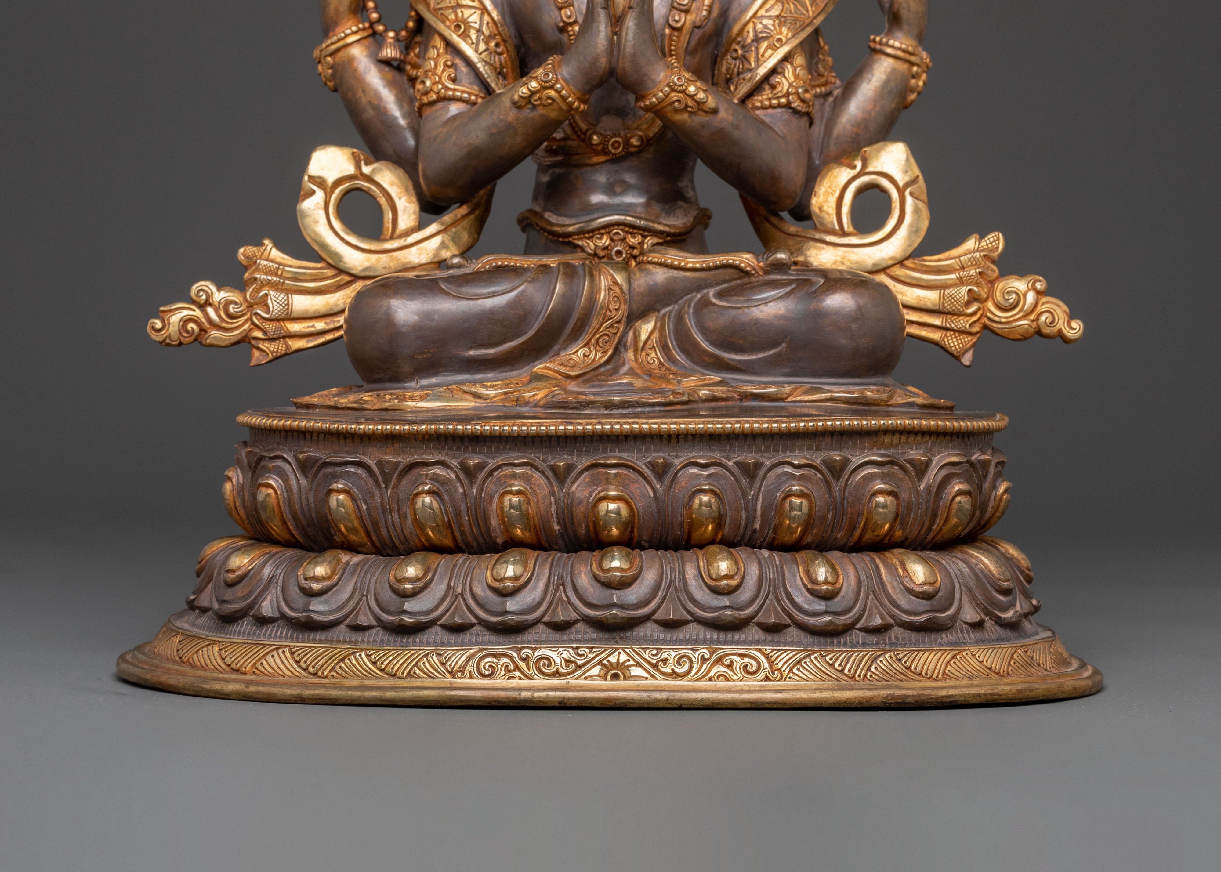 Chenrezig Oxidized Copper Statue | Infinite Compassion