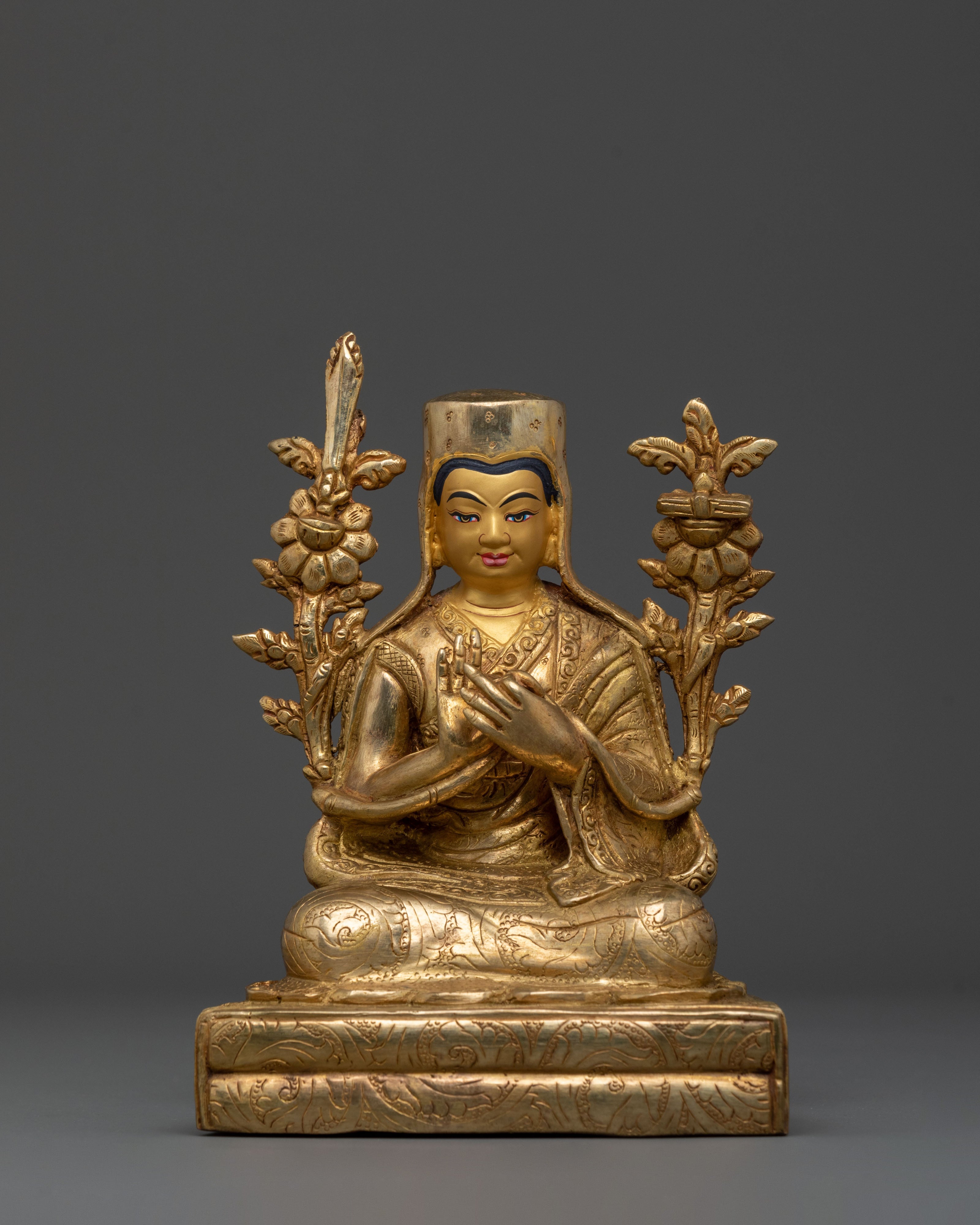 Buddhist Master Tsongkhapa Sacred Statue | Tibetan Buddhist Art (13x17.5 inches)