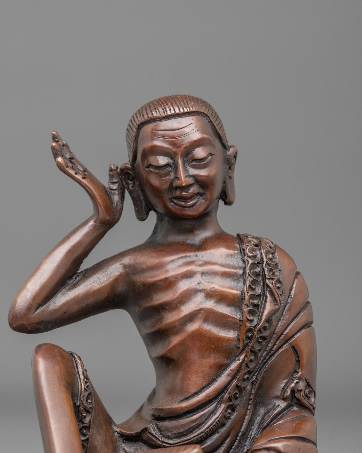 Milarepa Meditation Statue | Oxidized Copper Sculpture