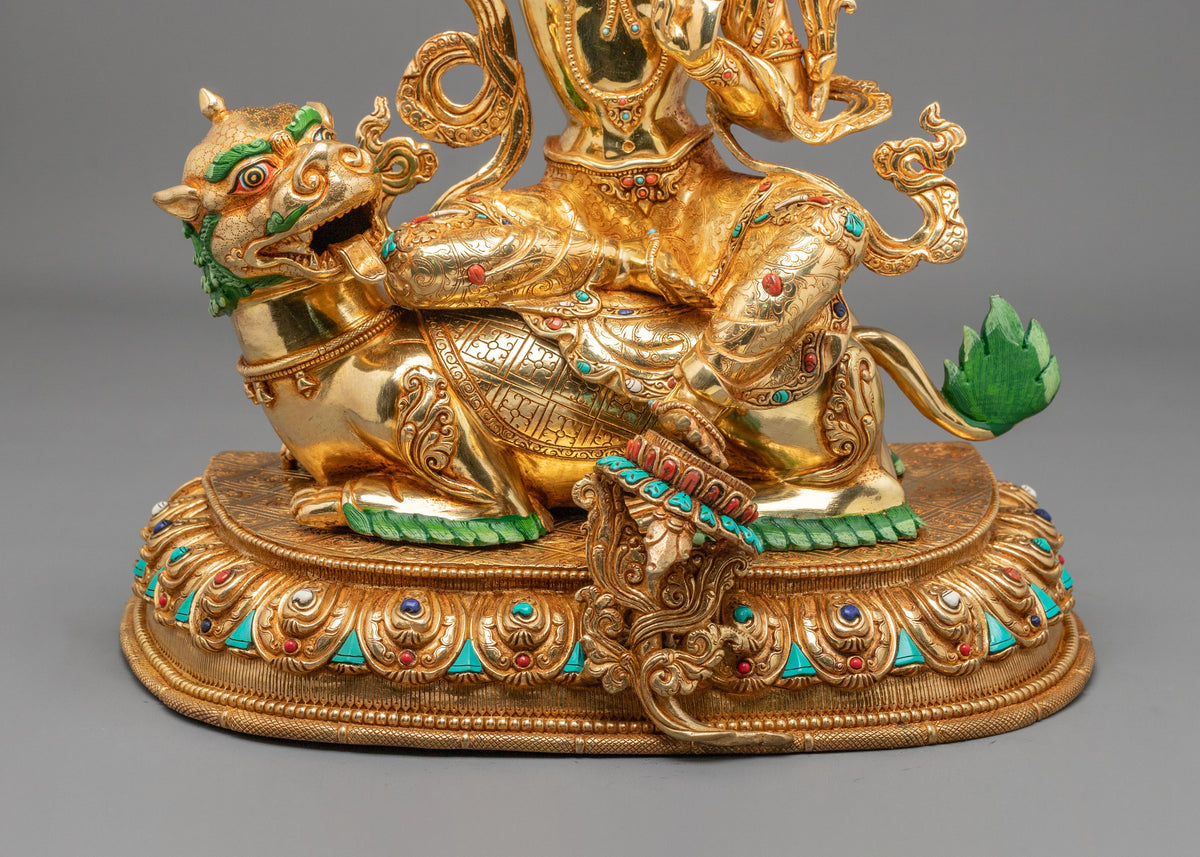 Simhanada Manjushri Sacred Buddhist Figurine | Home Decor