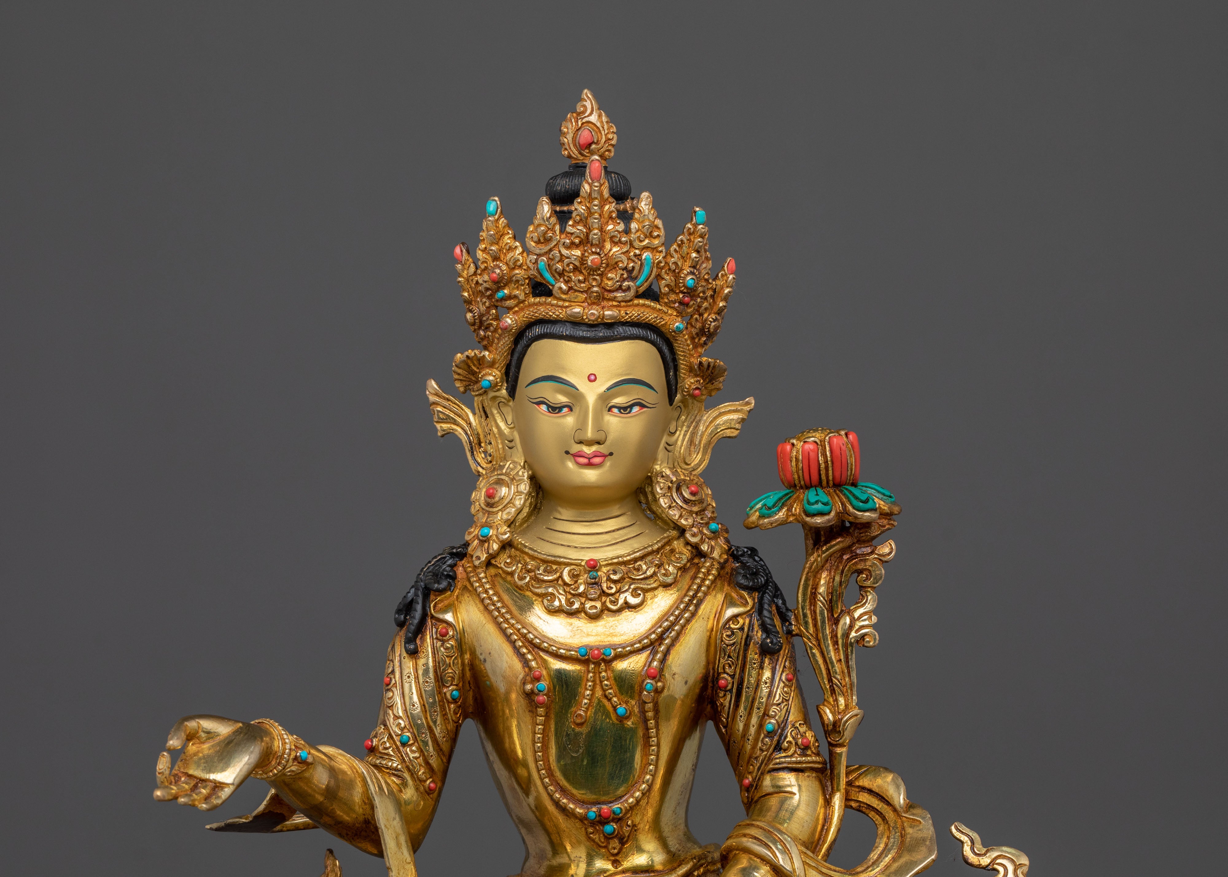 Samantabhadra Sculpture | 24K Gold Gilded Figurine