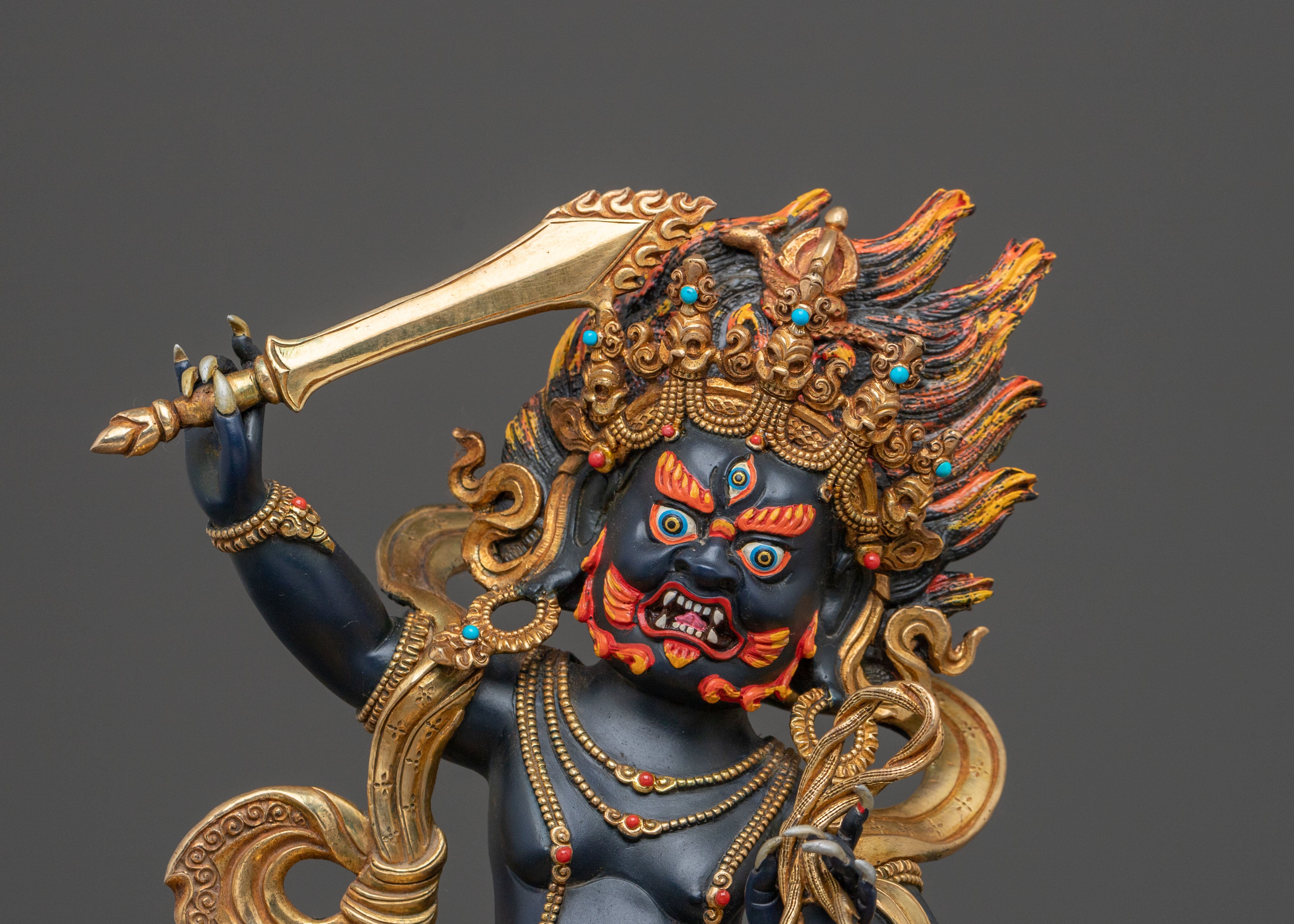Achala Statue with Gold and Acrylic Paintings | Fierce Guardian