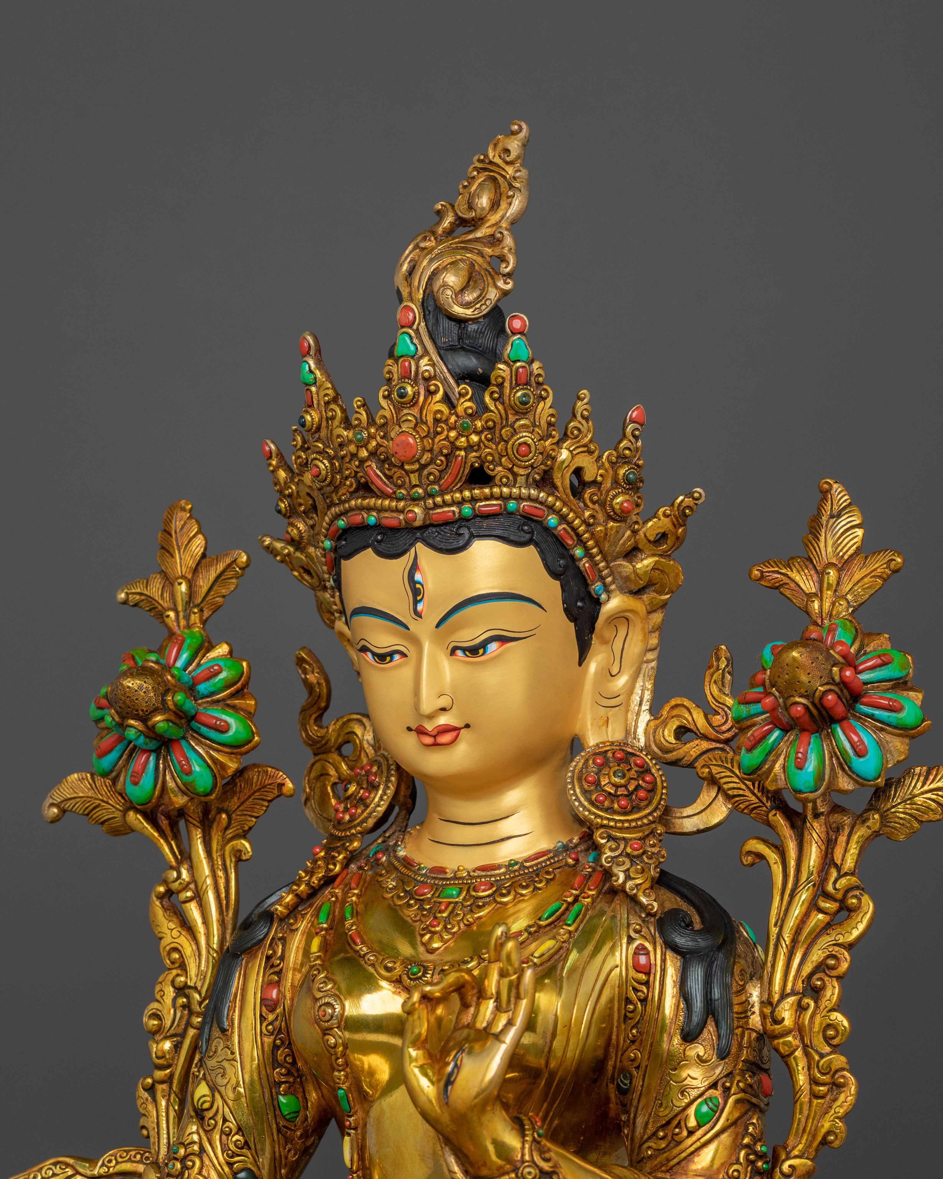 Tibetan Buddhist Goddess White Tara Statue | Longevity Deity Sculpture