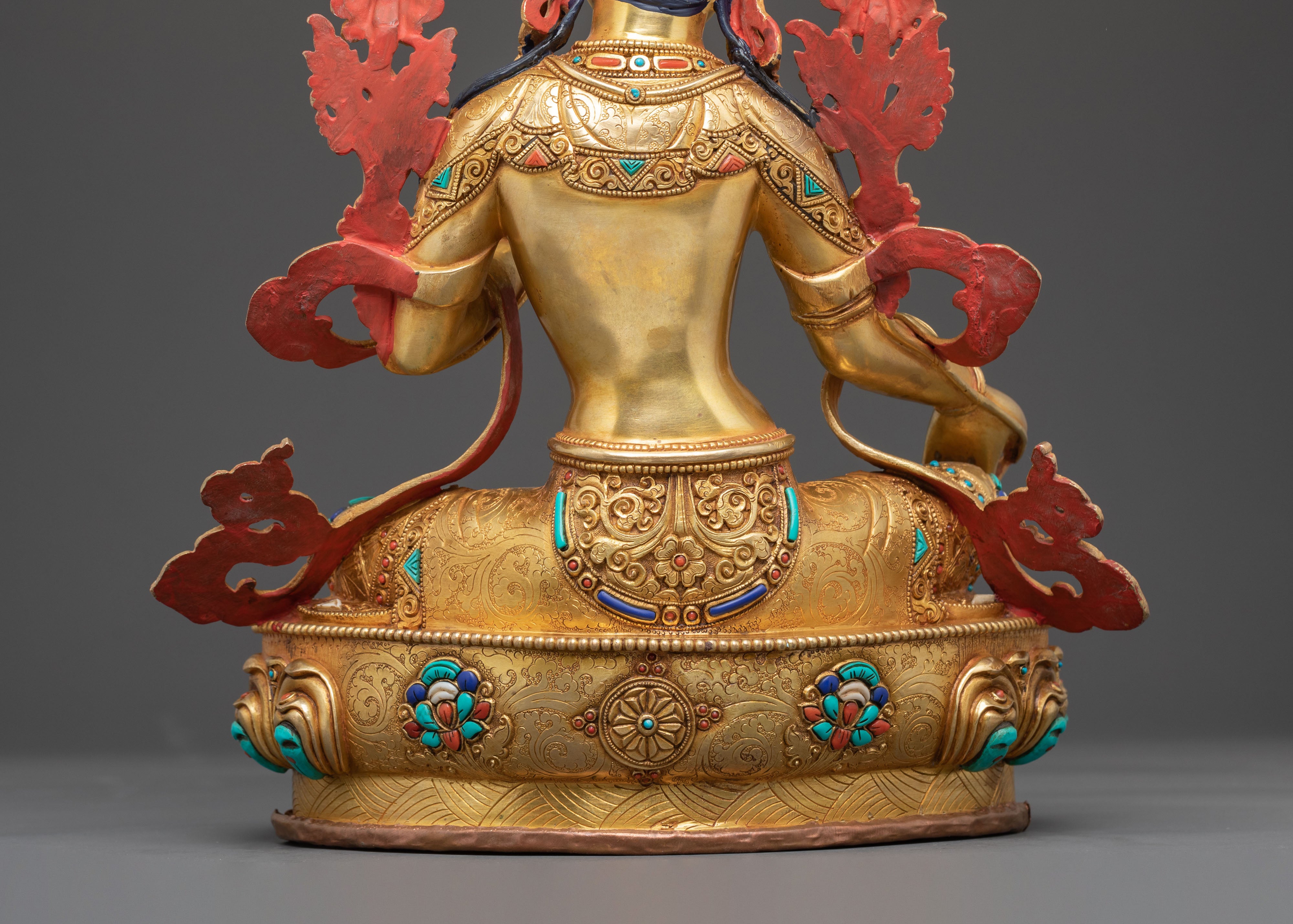Green Tara Healing Statue: 24K Gold Gilded