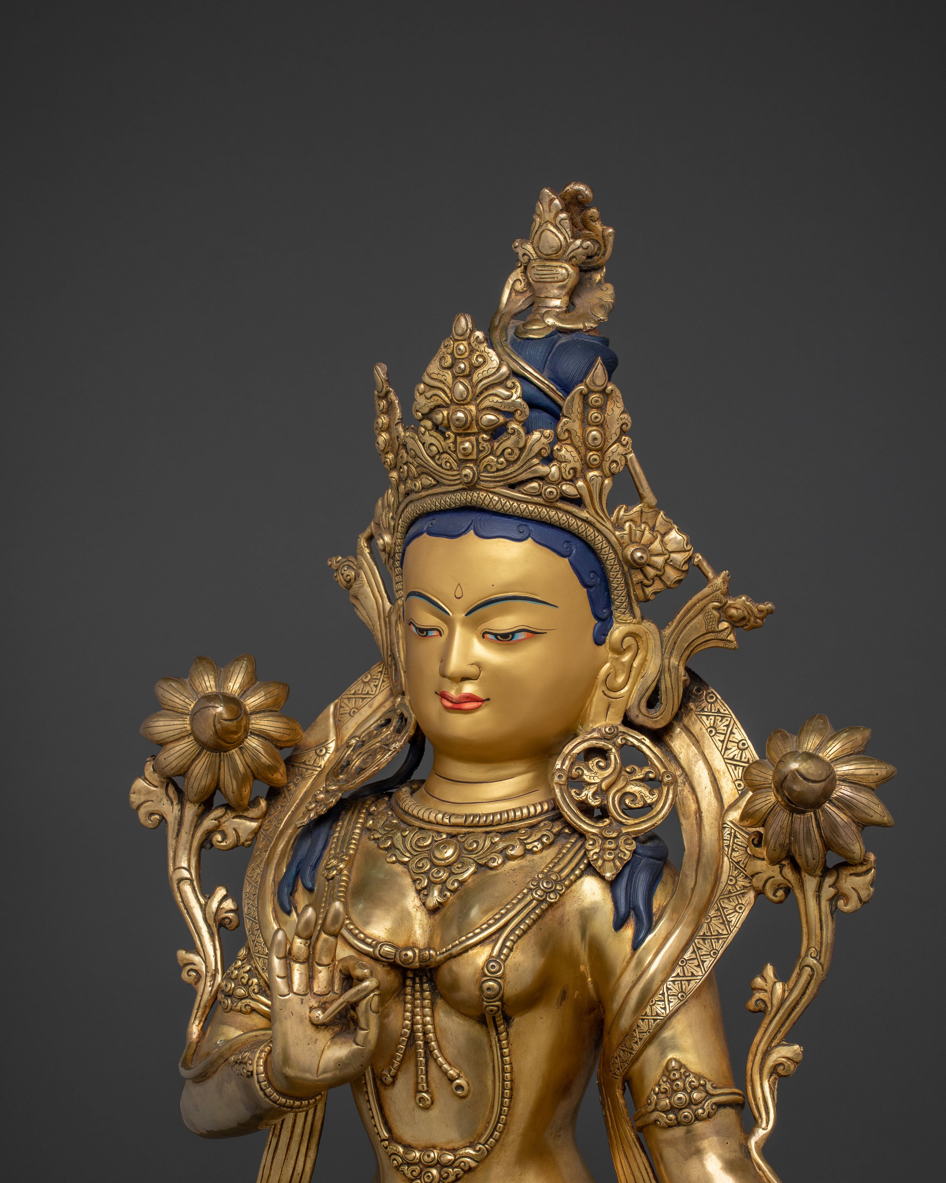 Exquisite Standing Tara Statue | 24K Gold Gilded