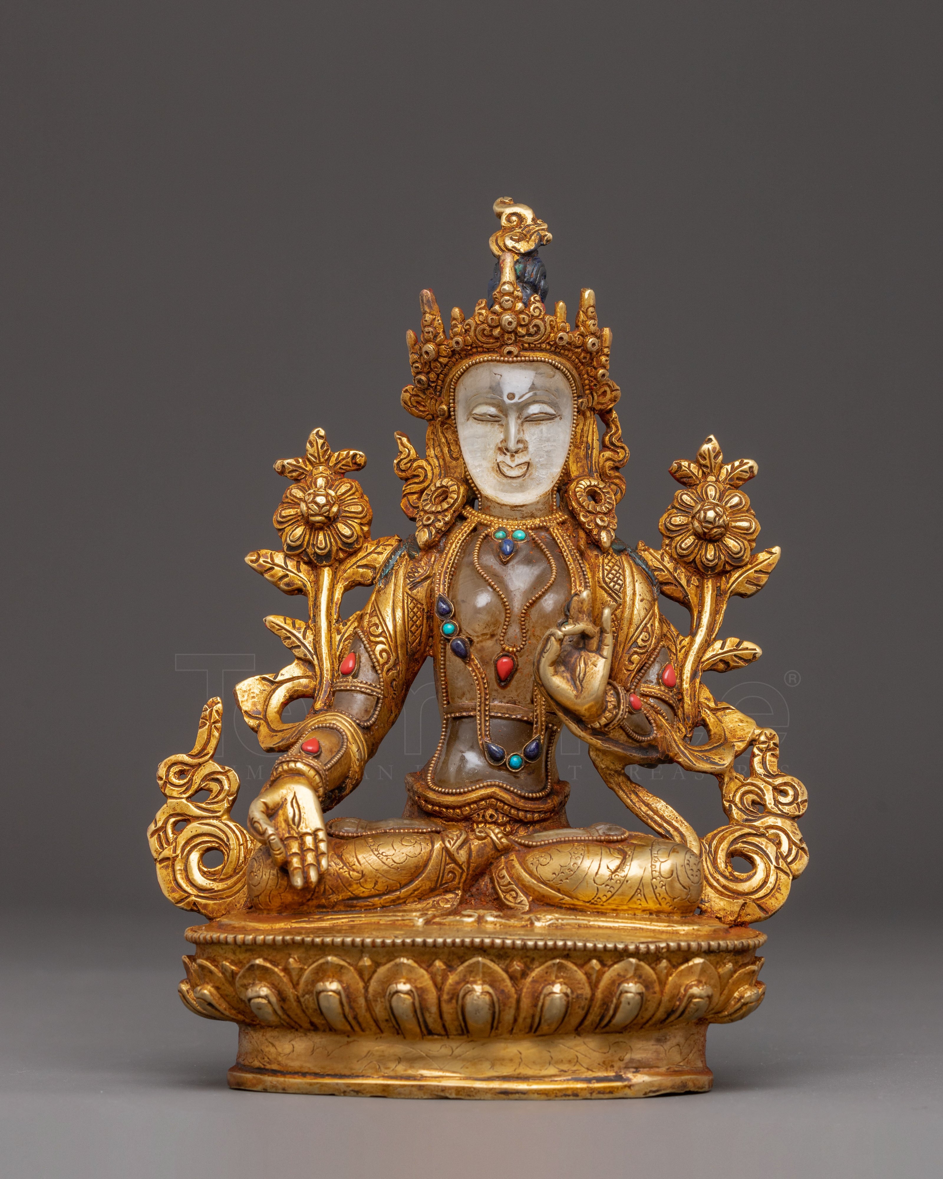 White Tara Crystal Handcrafted Statue | Embodiment of Compassionate Healing