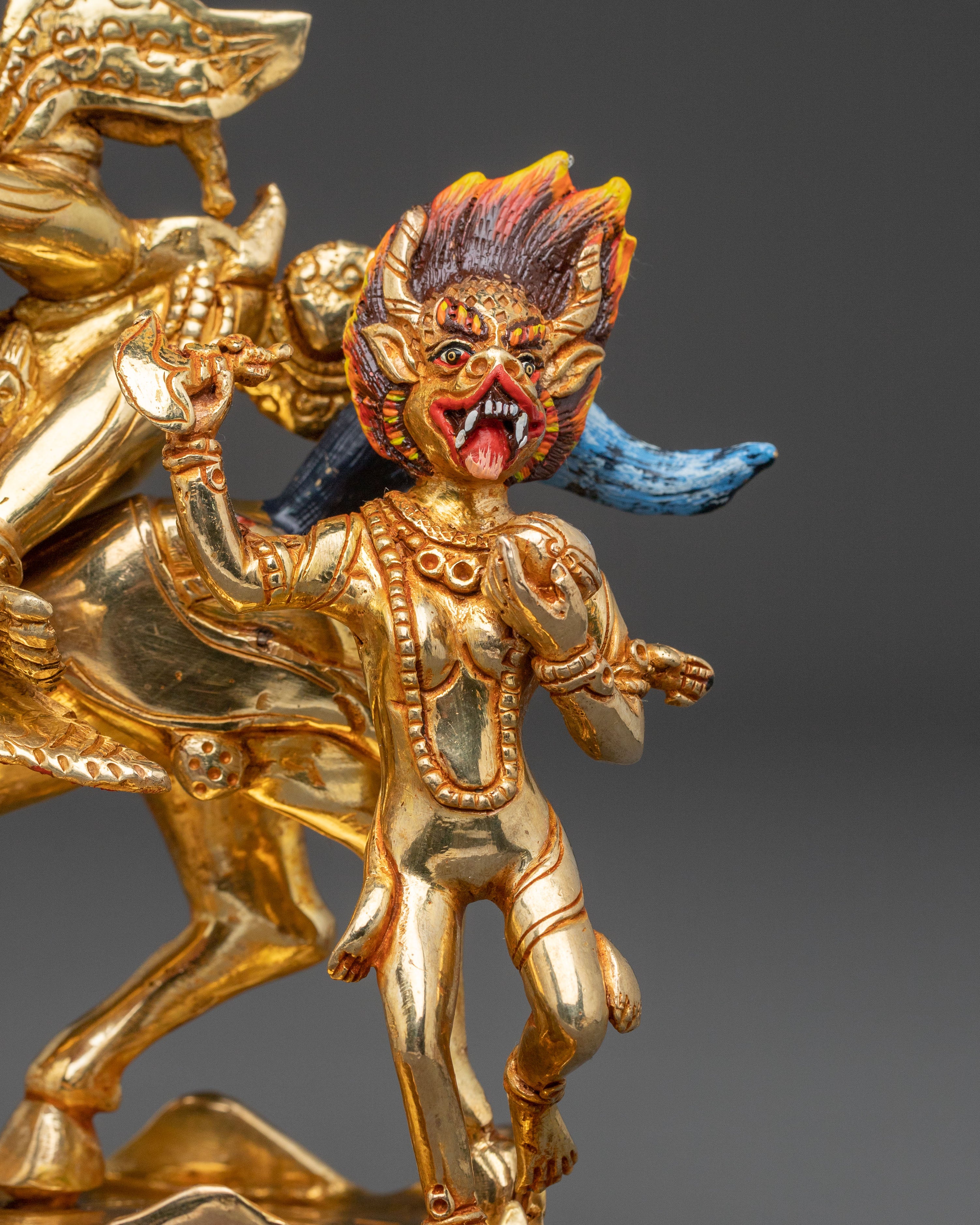 Wrathful Protectress Palden Lhamo Statue | 24K Gold Gilded