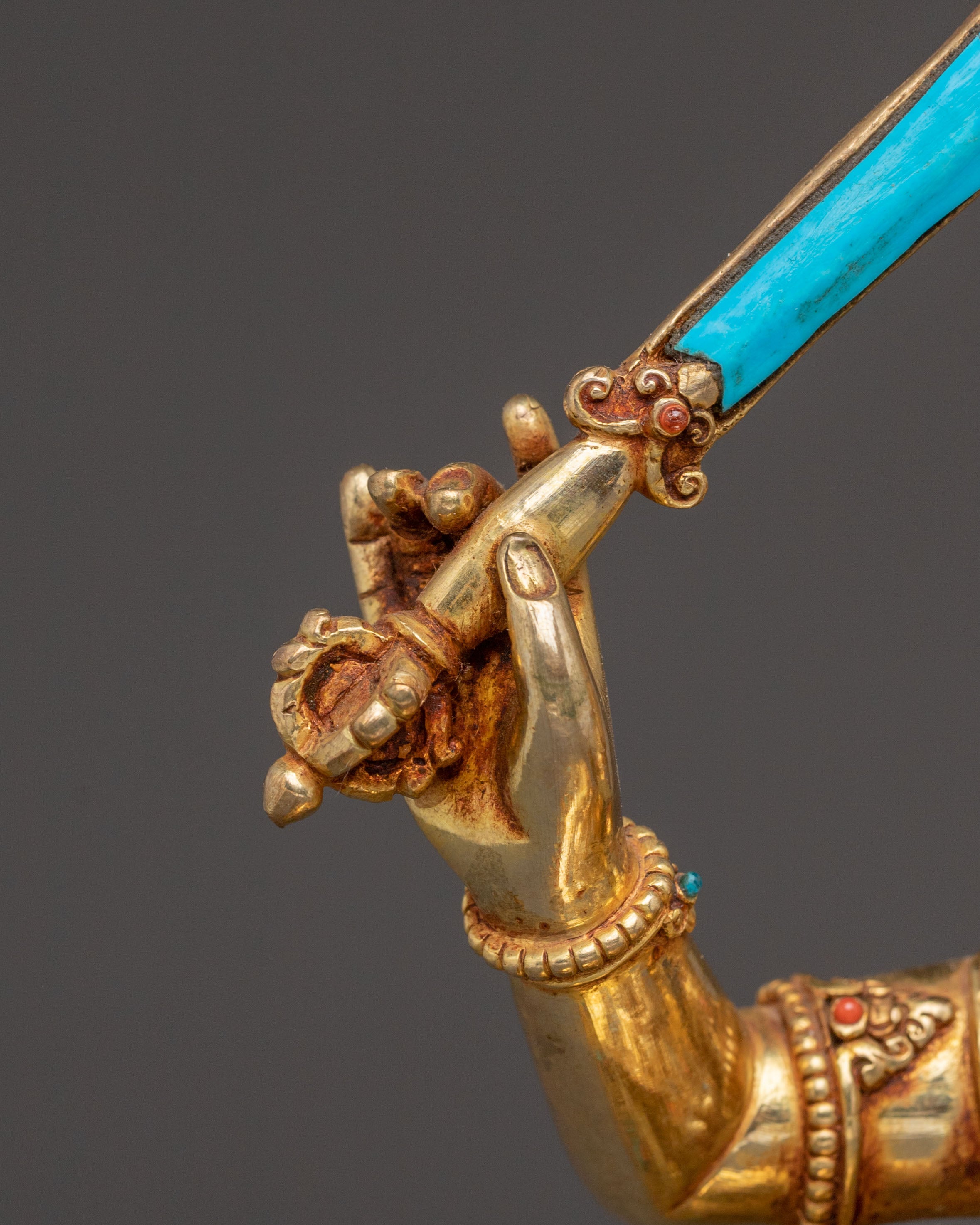 Tibetan Manjushri Wisdom Deity Statue | 24K Gold Gilded Statue