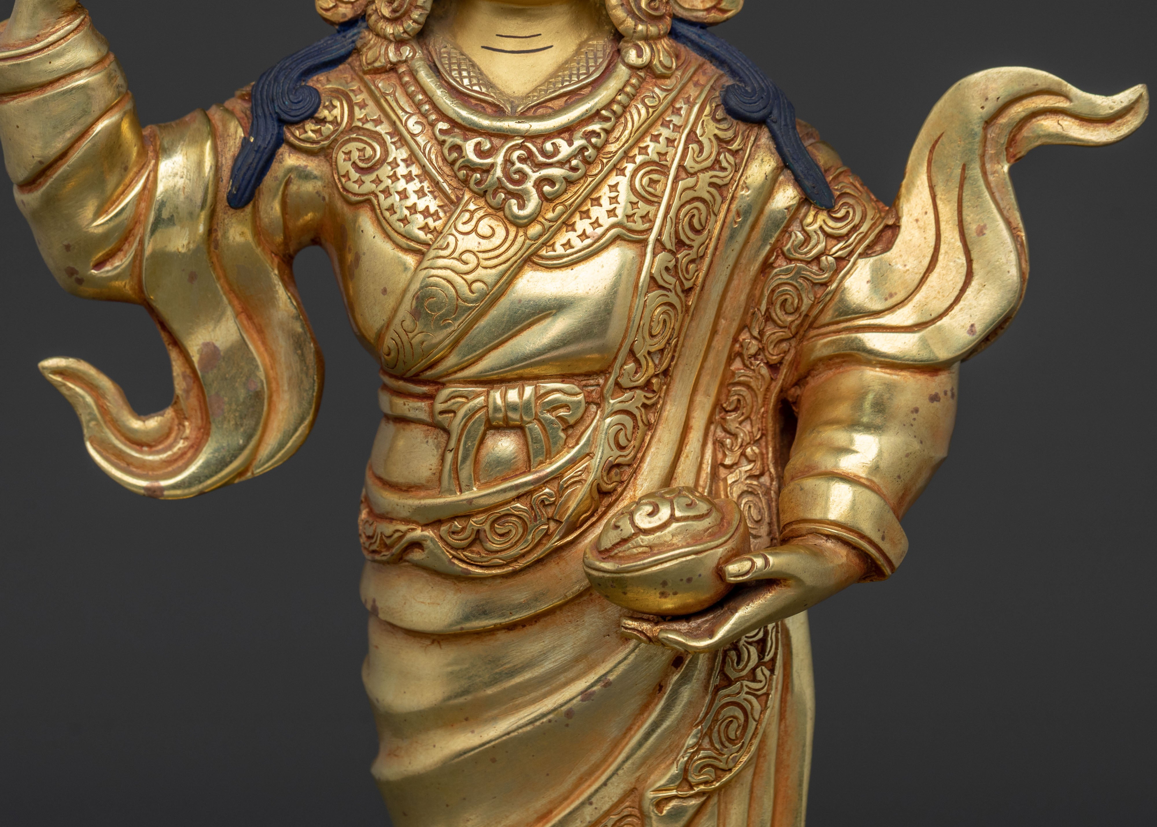 Dancing Guru Rinpoche: 24K Gold Gilded Figurine
