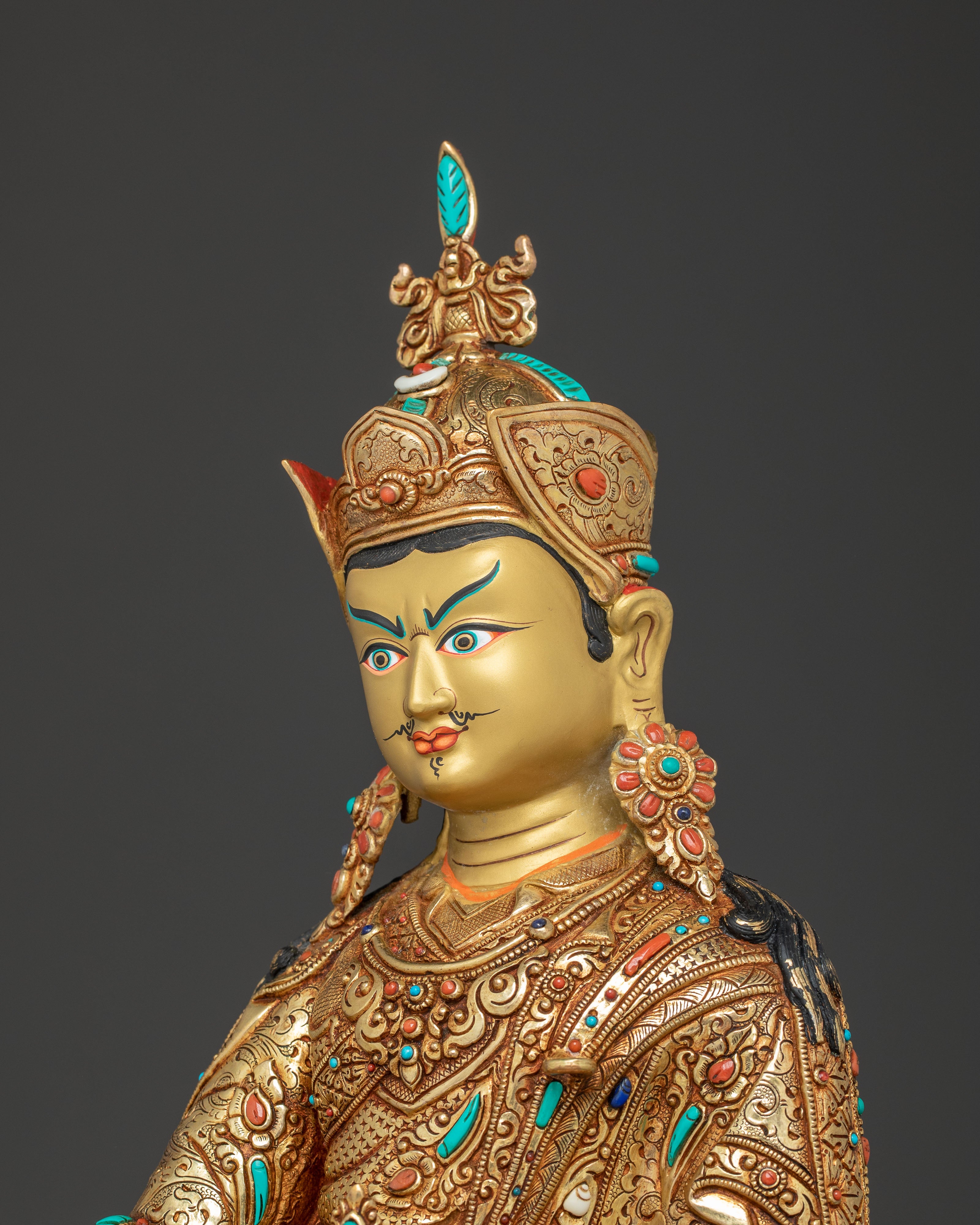 Lotus-Born Golden Statue of Guru Rinpoche | The Tantric Master