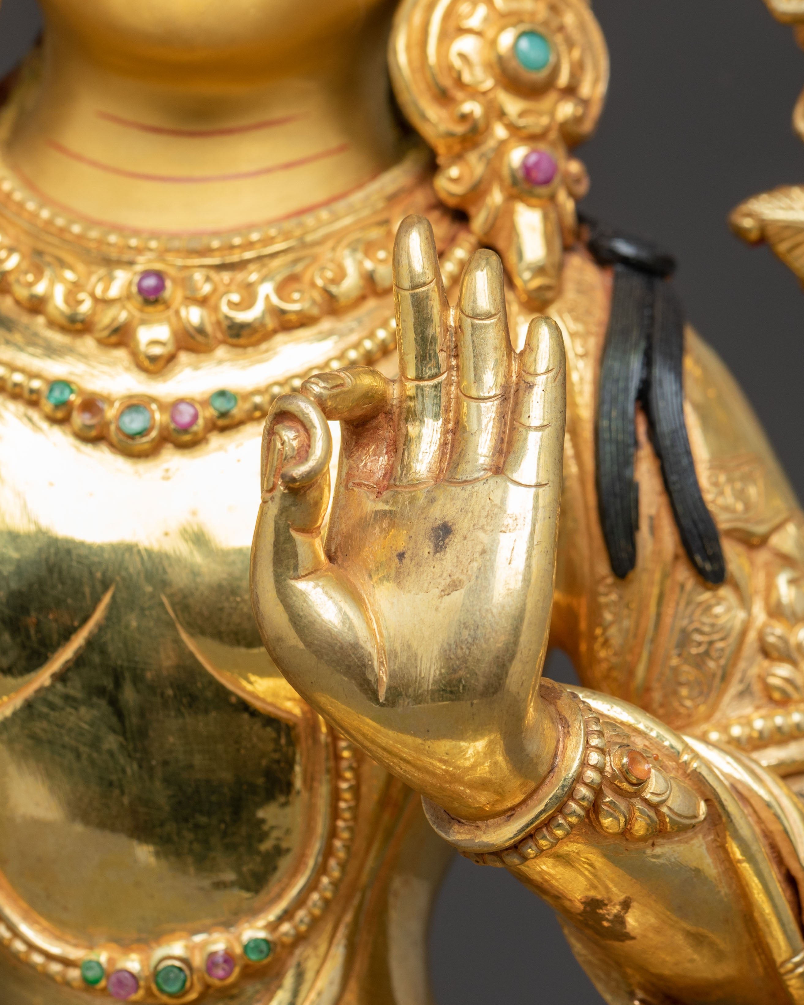 Handmade Dharma Icon Bodhisattva Manjushri Statue | Buddhist Spiritual Decor