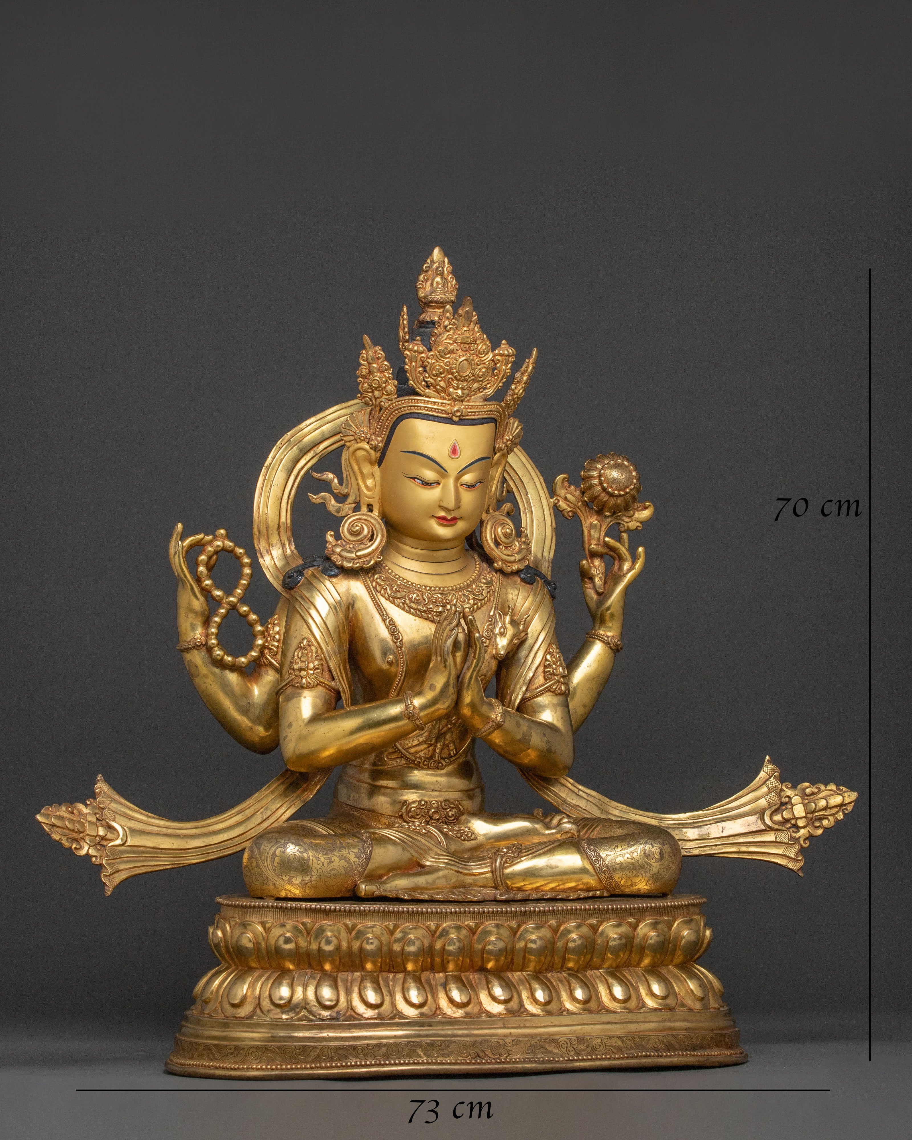 Peaceful Chenrezig Statue | Tibetan Buddhist Figurine