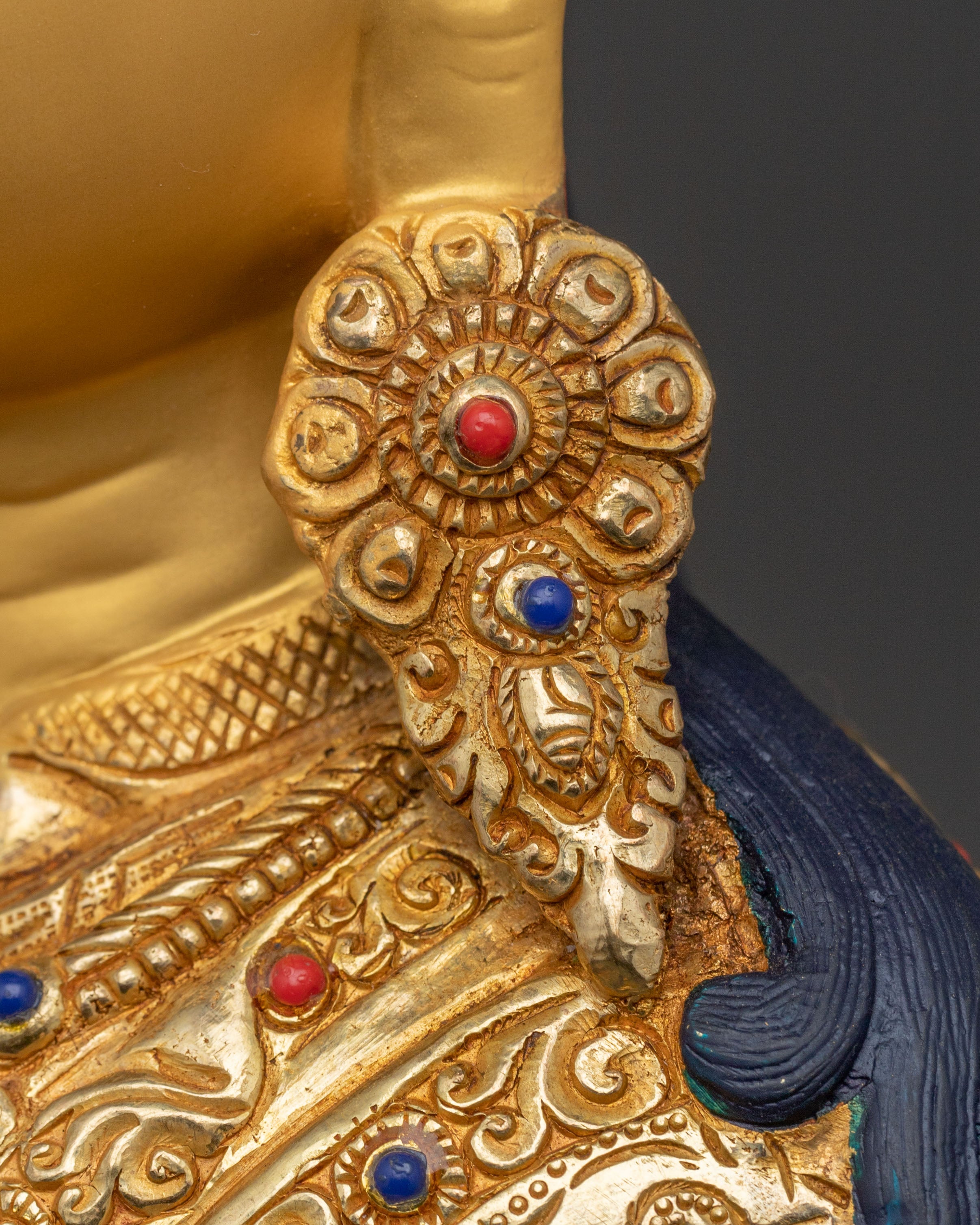 24K Gold Gilded Guru Rinpoche Blessing Statue – Authentic Nepalese Artistry