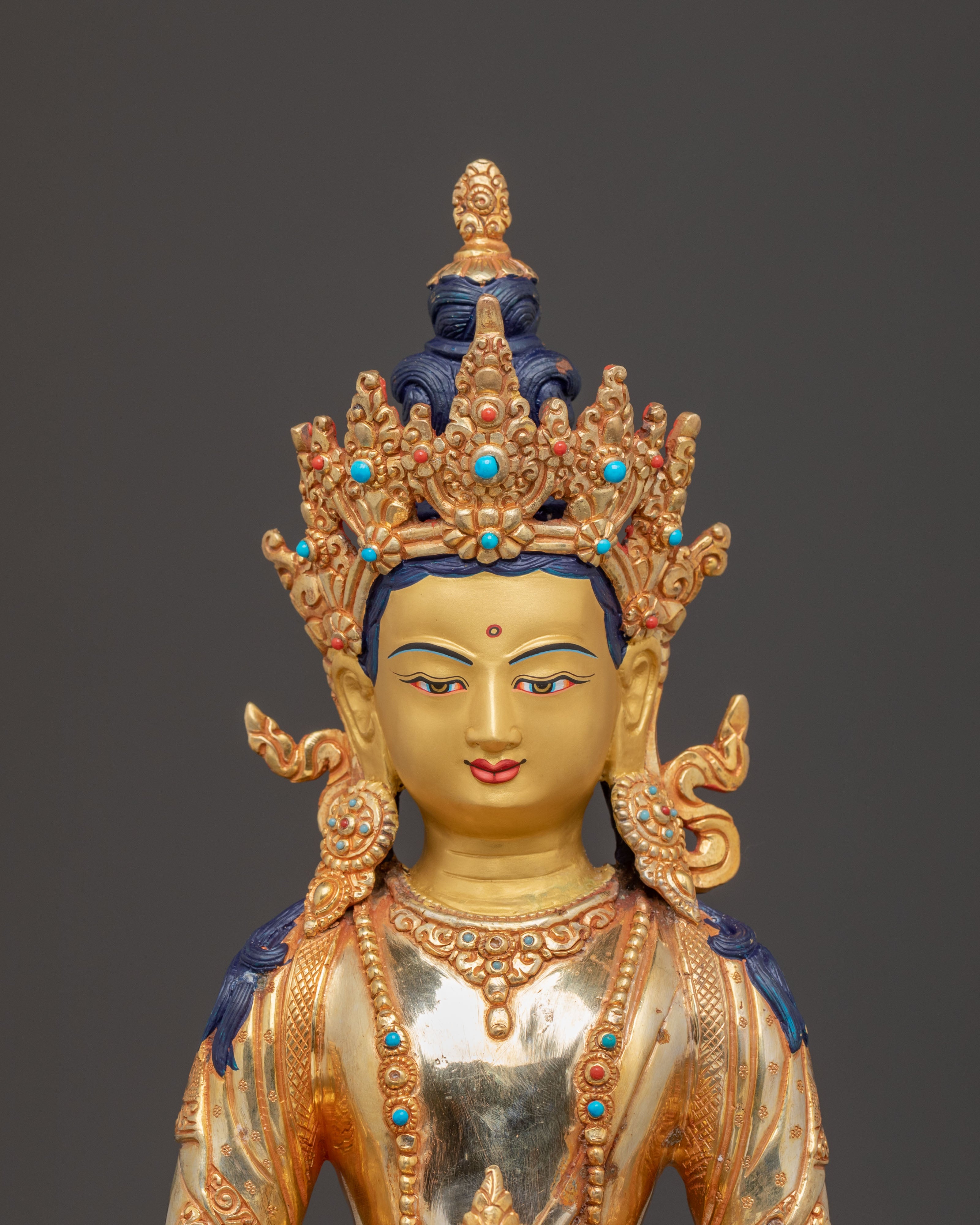 Longevity Amitayus 24K Gold Gilded Statue - A Sacred Art