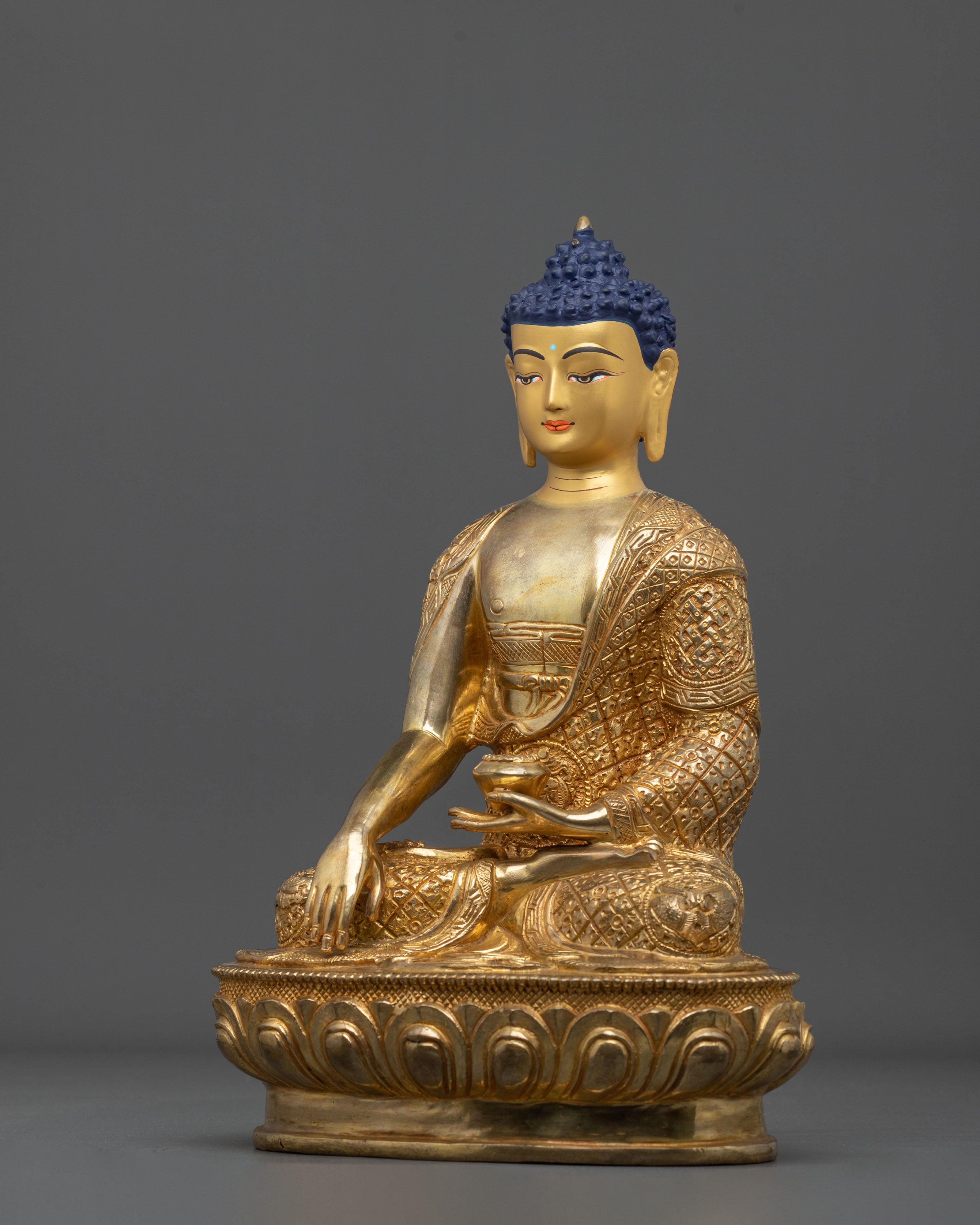 Enlightened Presence: 24k Gold Coated Gautama Buddha Statue