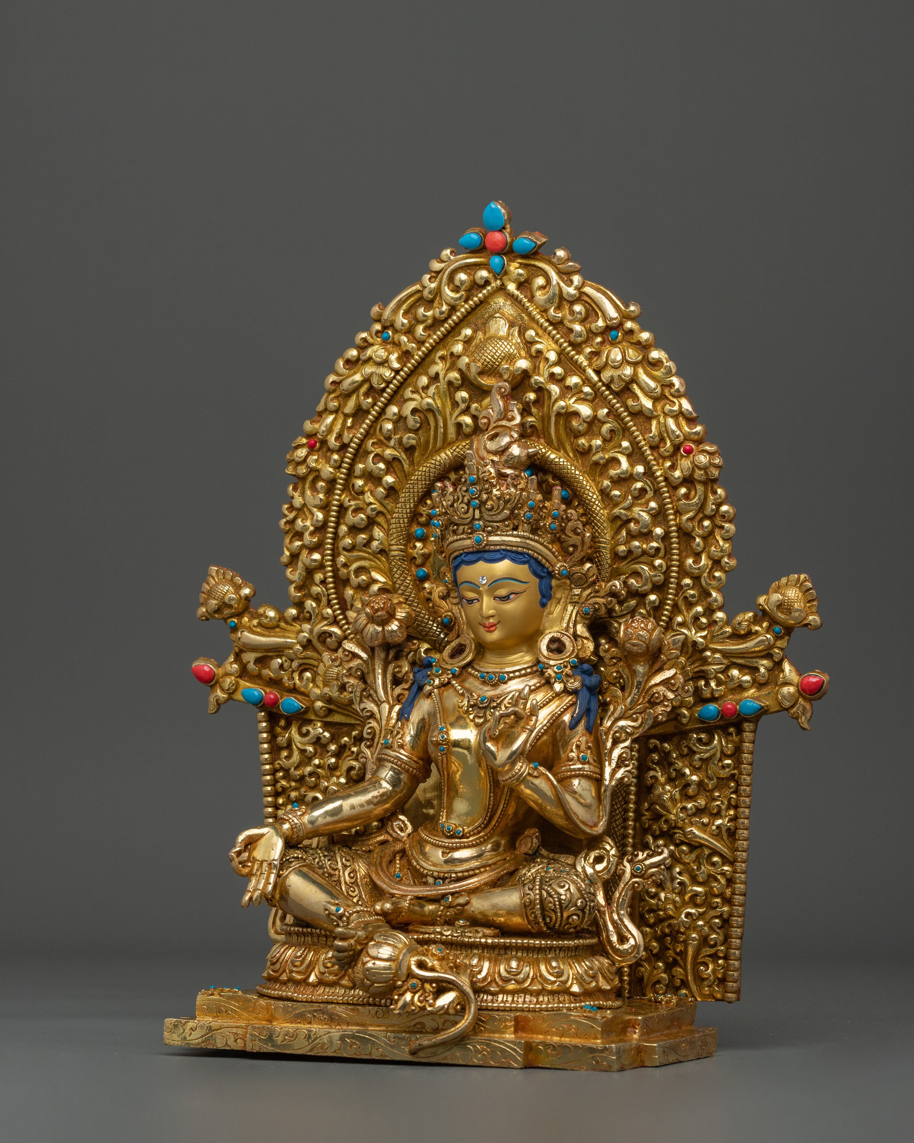 Green Tara  Healing Figurine | 24K Gold Glided