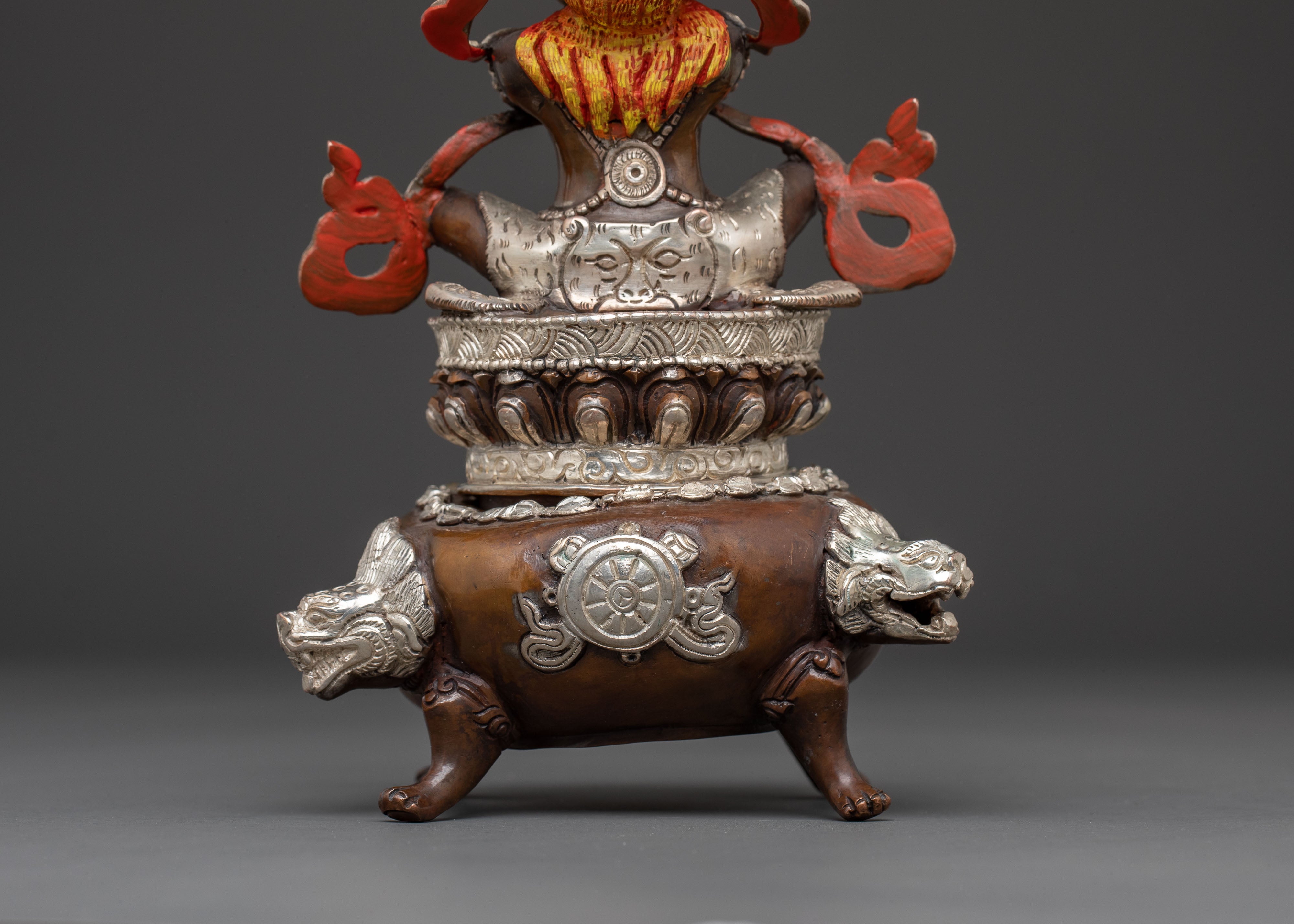 Vajradhaka Sacred Flame Statue – Oxidized Copper & Silver Sculpture