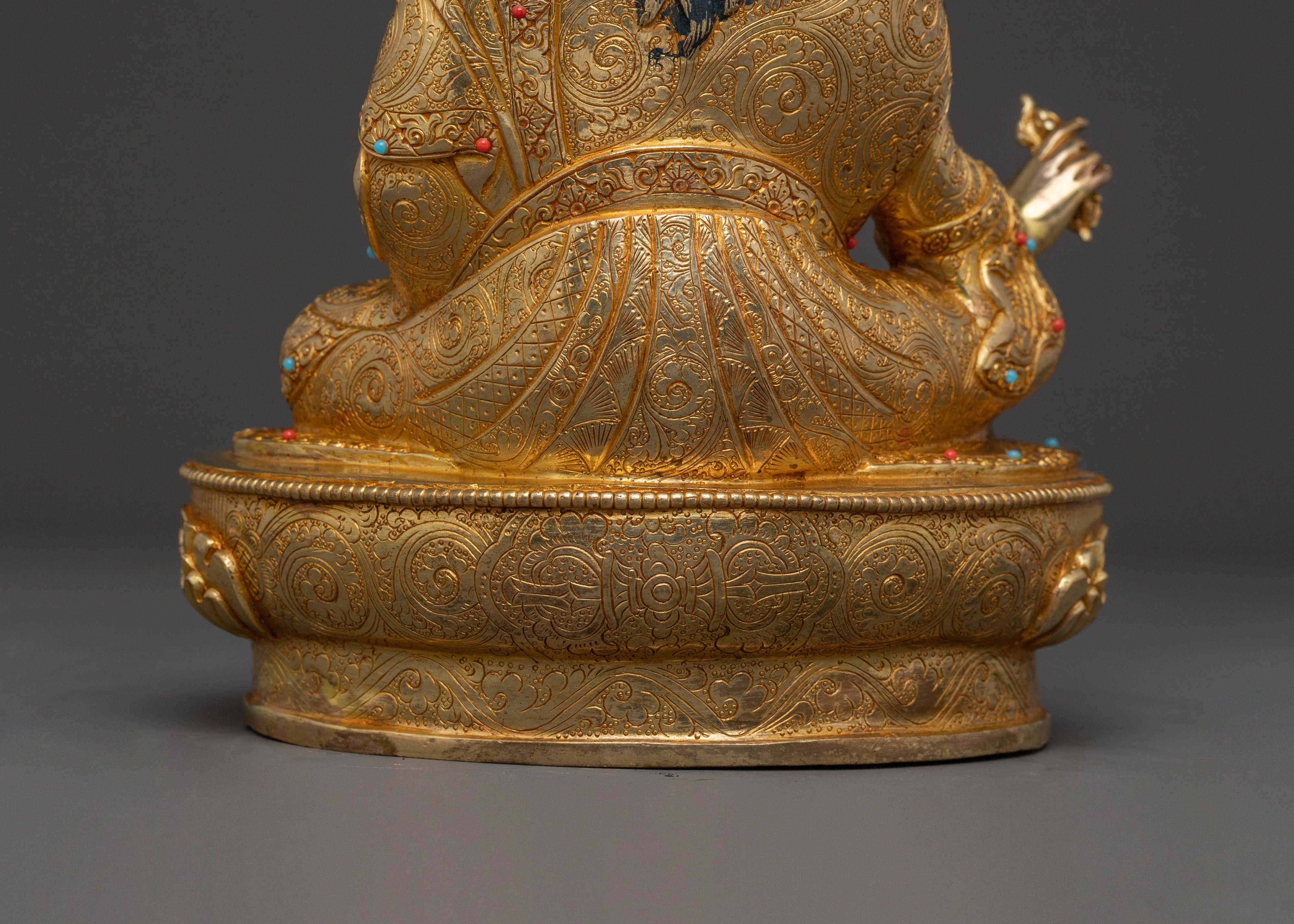 Padmasambhava Mystic Master Statue: 24K Gold Gilded Copper