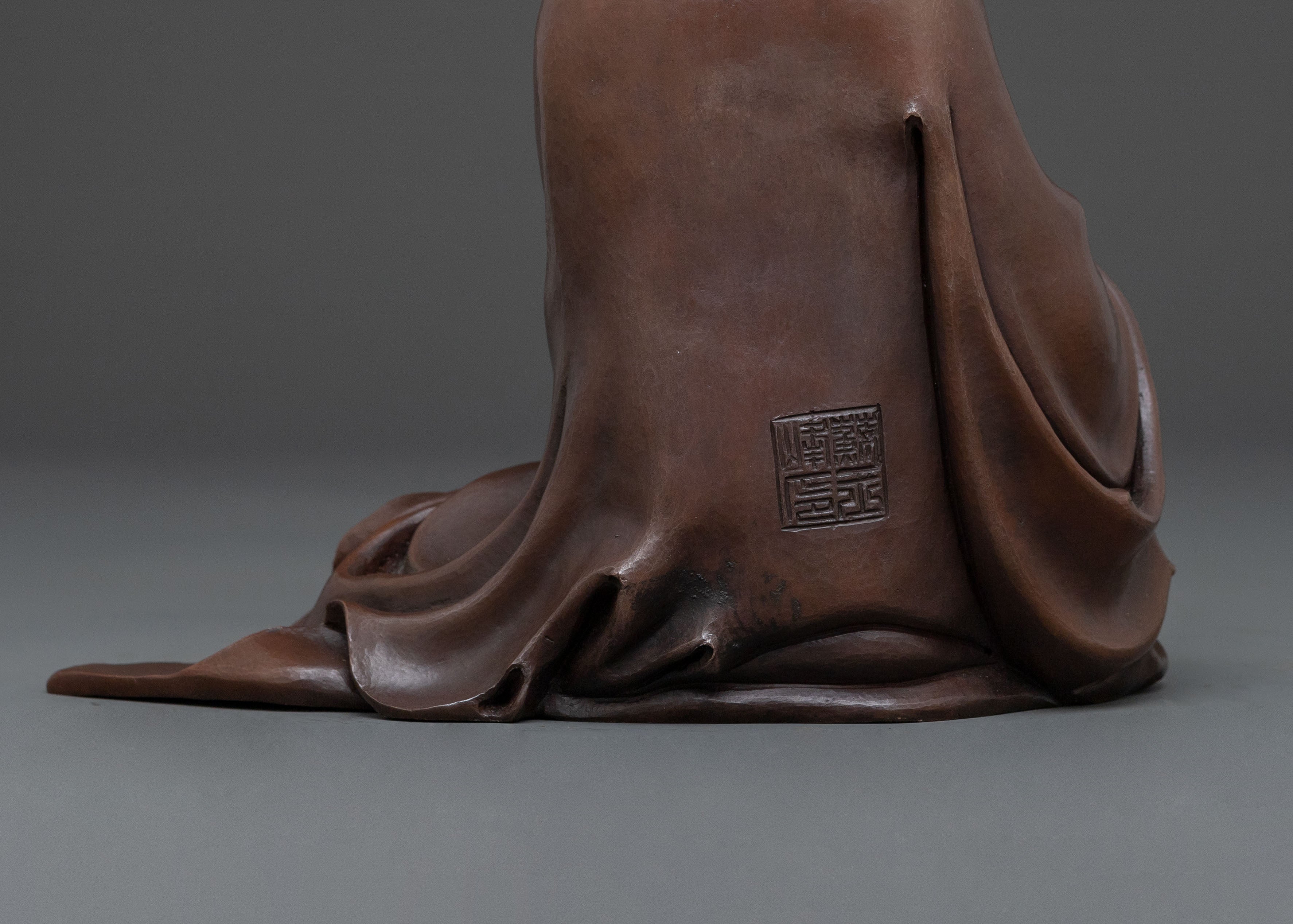 Guanyin Compassion Statue: Oxidized Copper Body