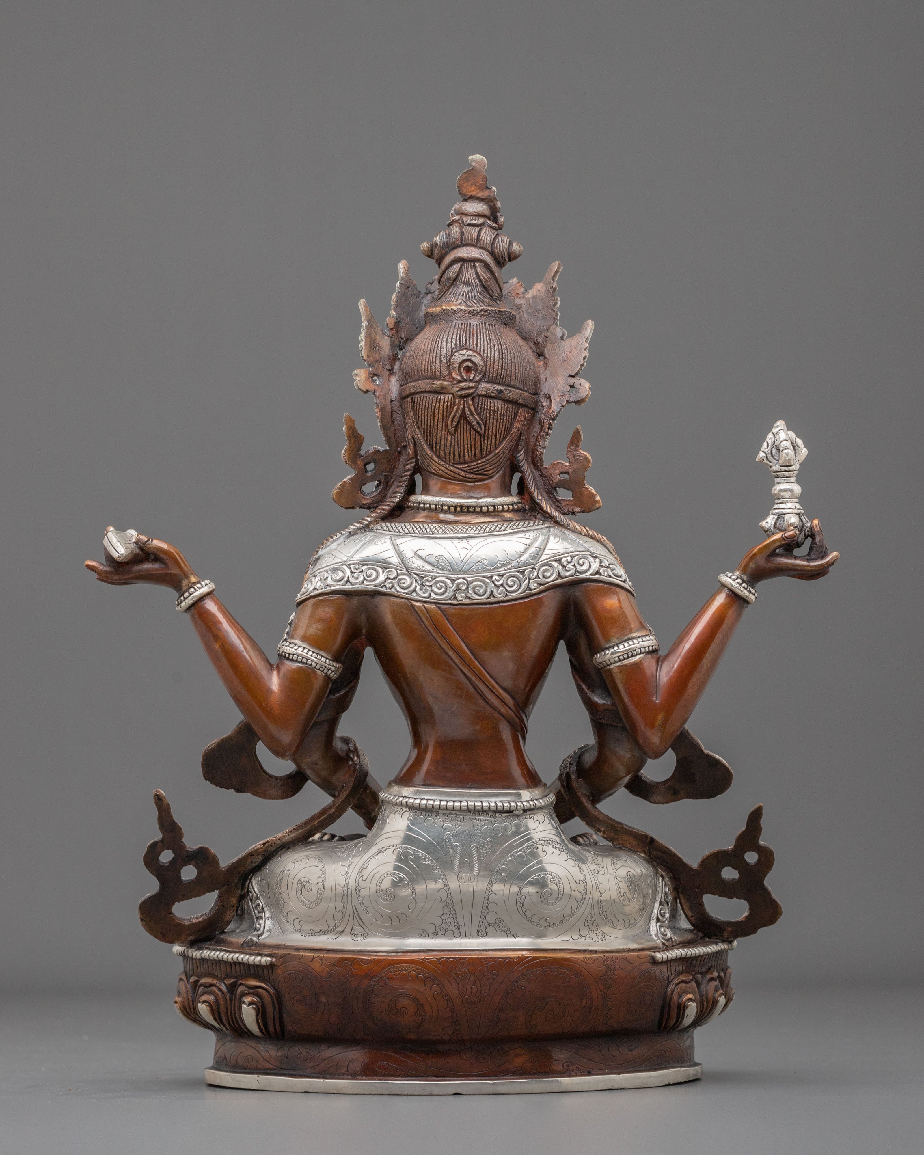 Prajnaparamita Wisdom Goddess Statue | Silver-Plated Copper Sculpture