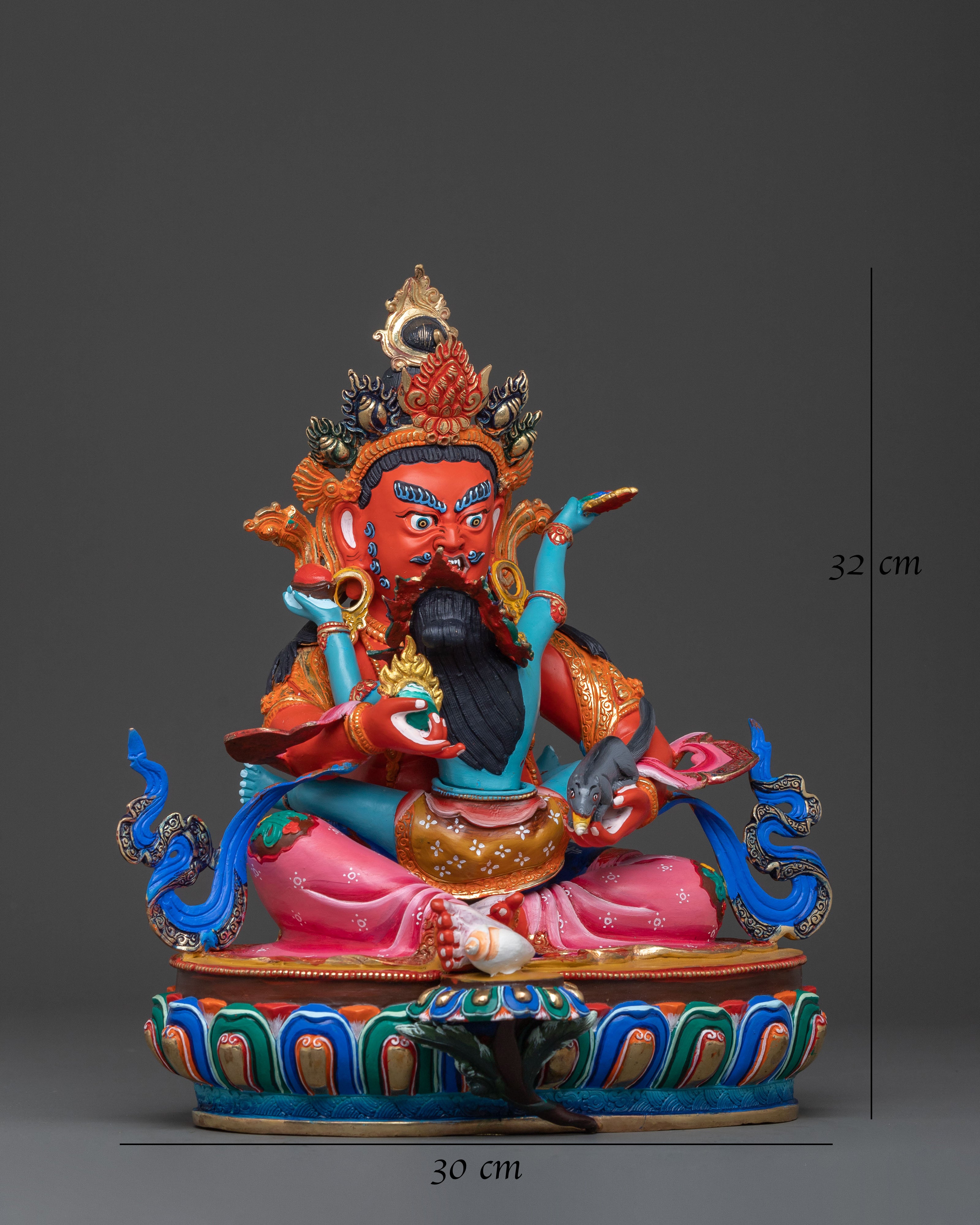 Red Dzambhala Sacred Idol | Buddhist Deity of Wealth and Abundance