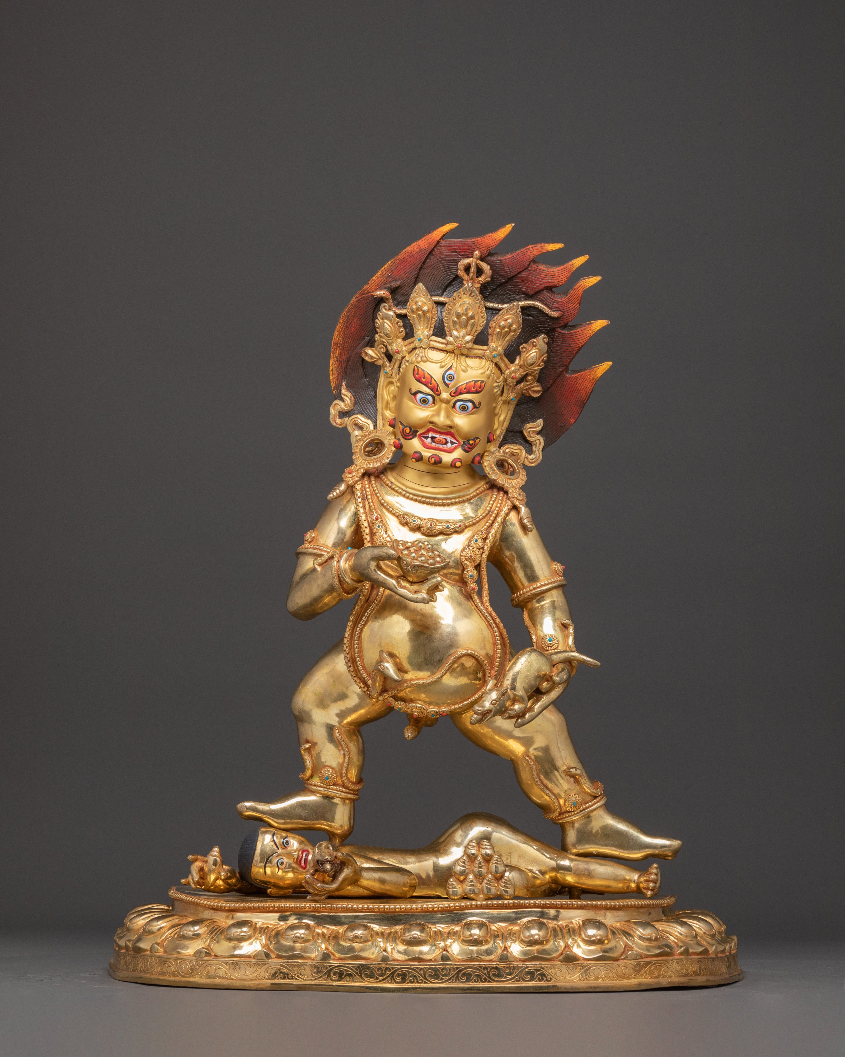 Handmade Black Dzambhala Buddhist Wealth Deity Sculpture
