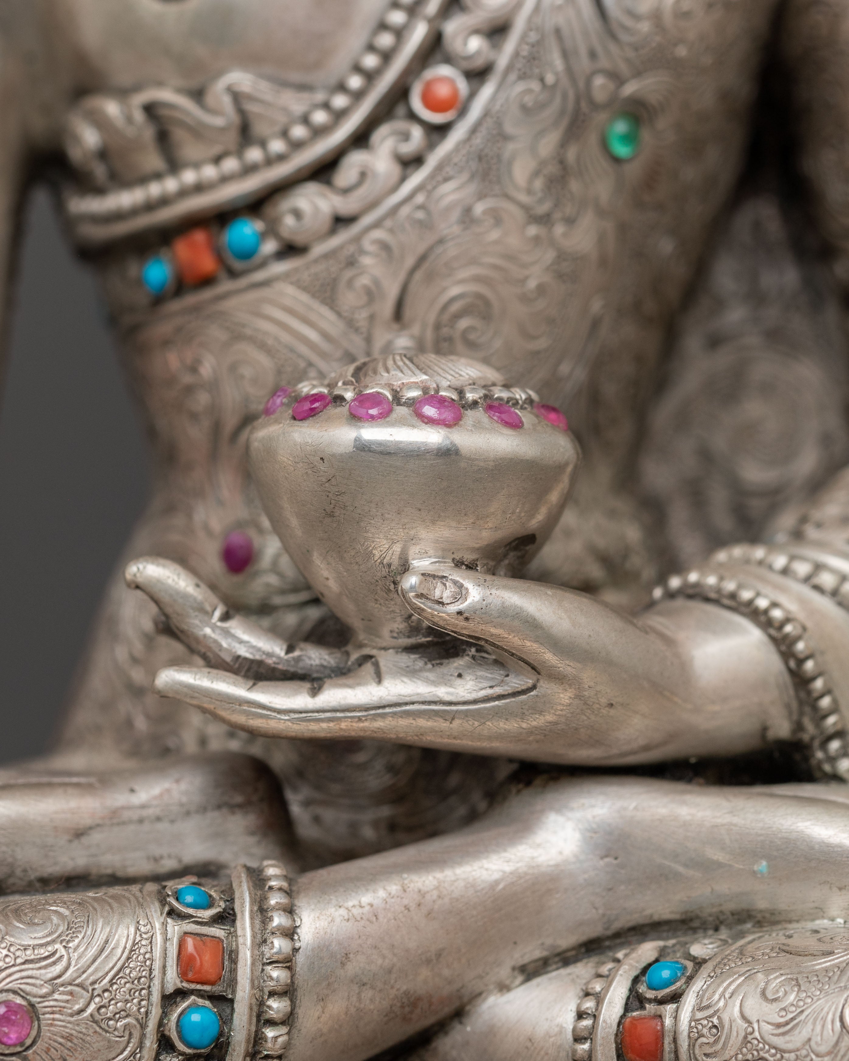 Wisdom Master Shakyamuni Statue: 92.5 Silver Sculpture