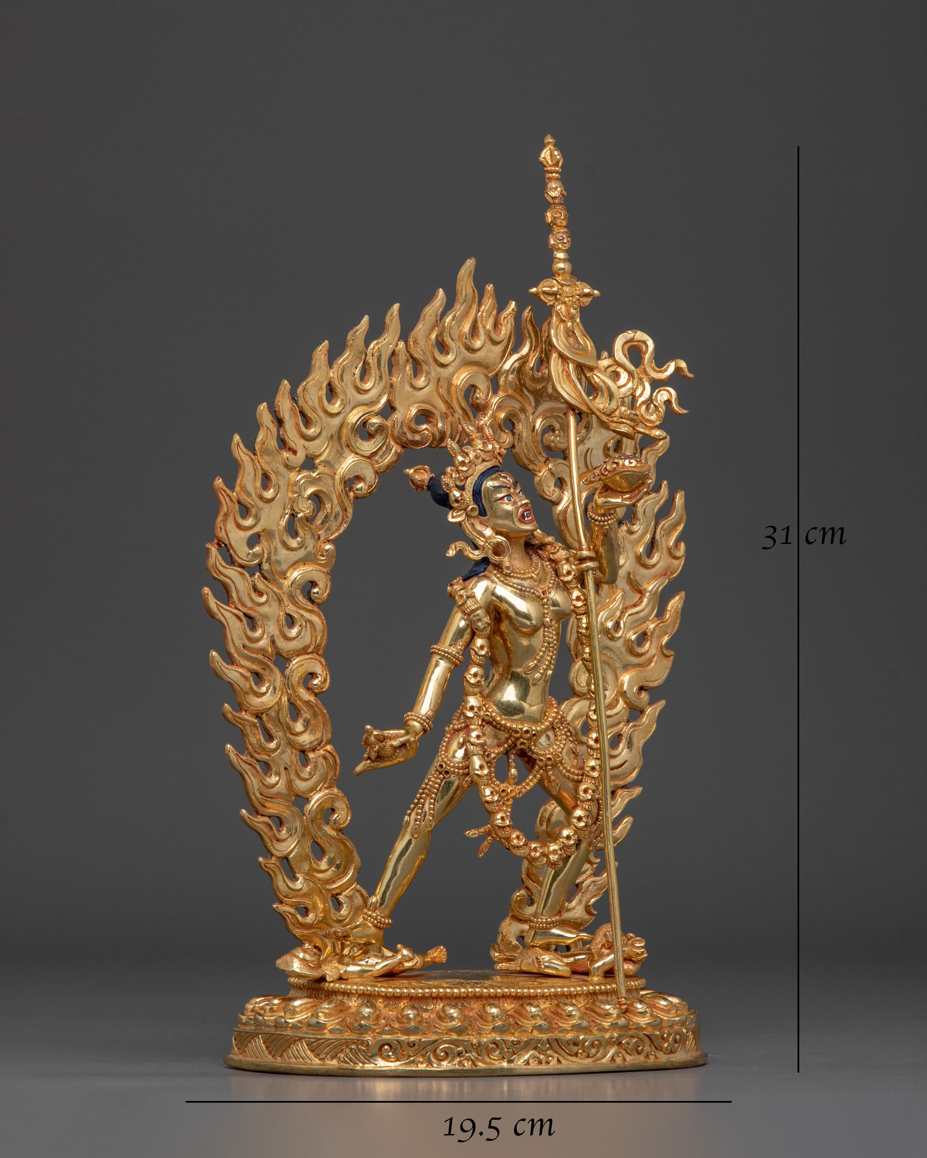 Vajrayogini Statue Buddhist Altar Decor: 24K Gold Gilded Artwork