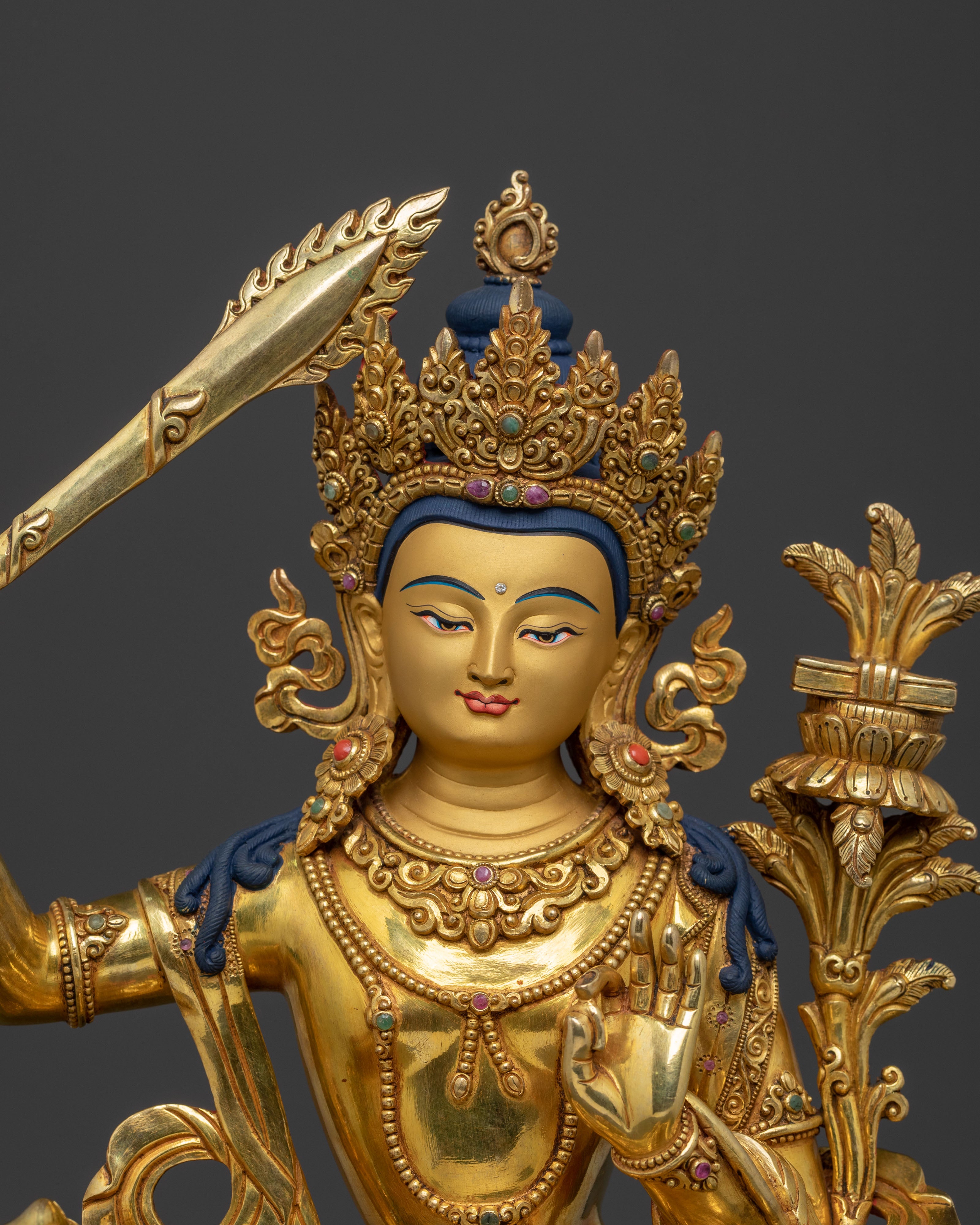 Simhanada Manjushri Sacred Statue for Rituals