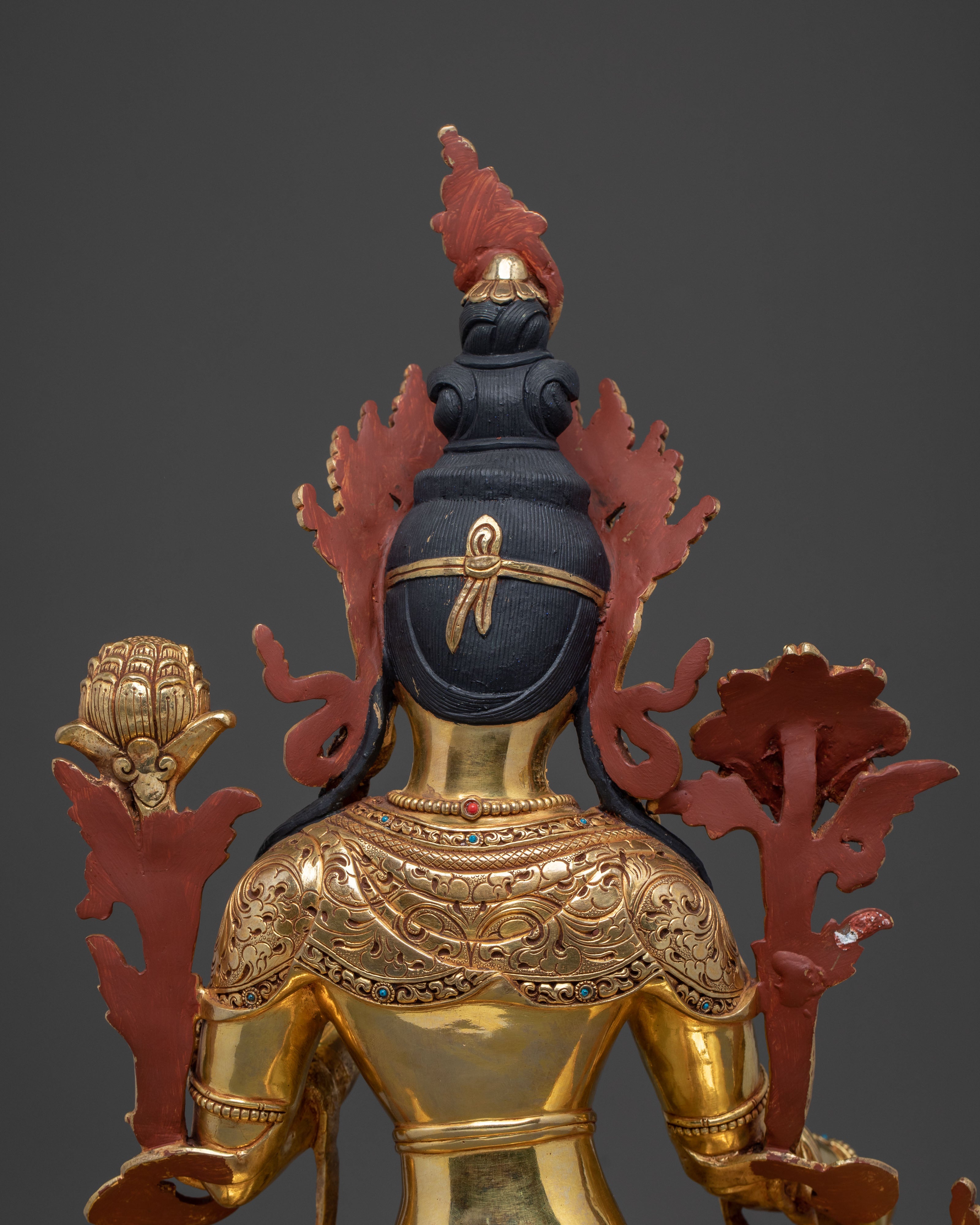 Green Tara Statue | 24K Gold Gilded Figurine
