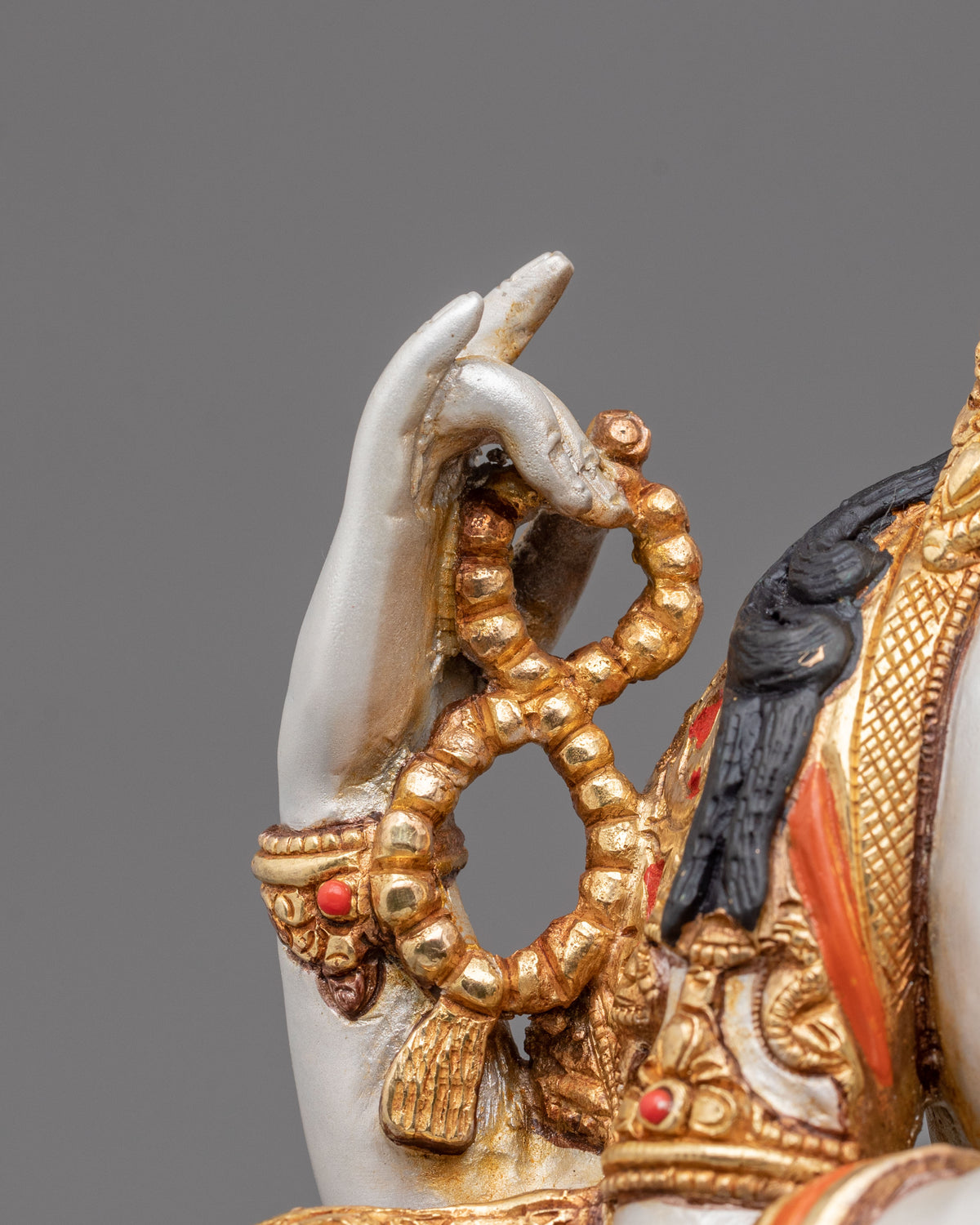 Four Armed Chenrezig Fire Gold Gilded Sculpture | Home Decor