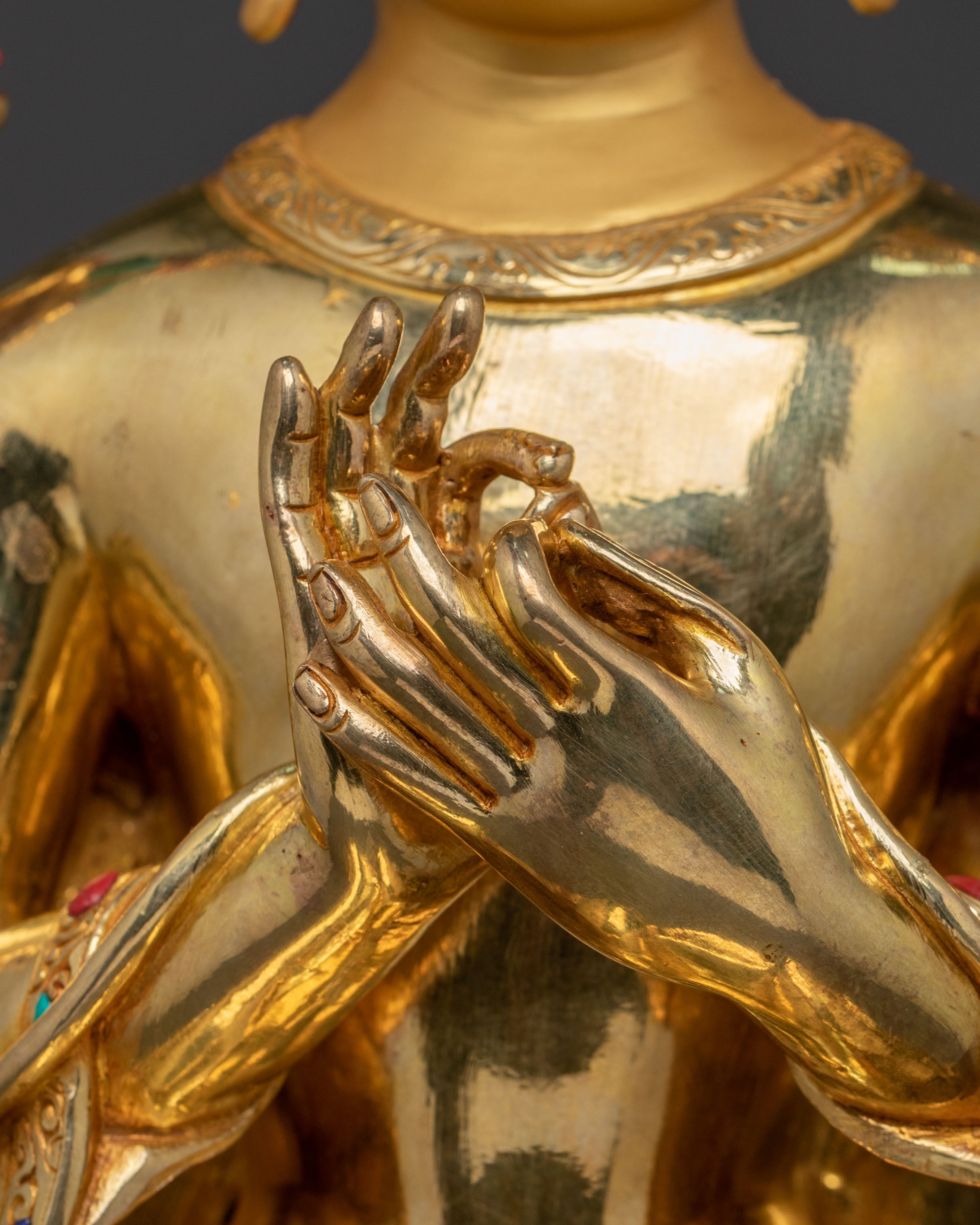 Maitreya Buddha Altar Statue | 24K Gold Gilded Icon