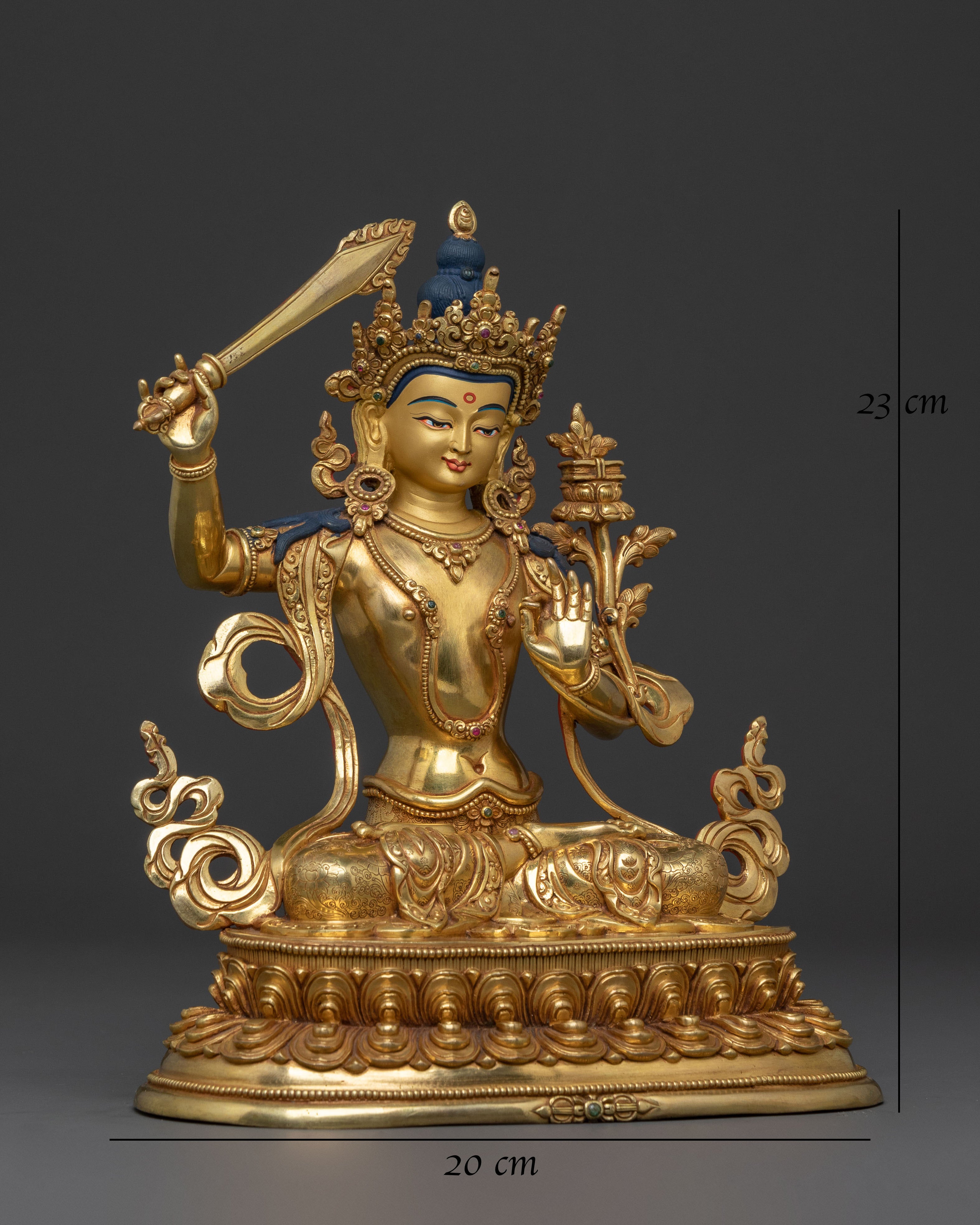 Manjushri Dharma Wisdom Statue | 24K Gold Gilded