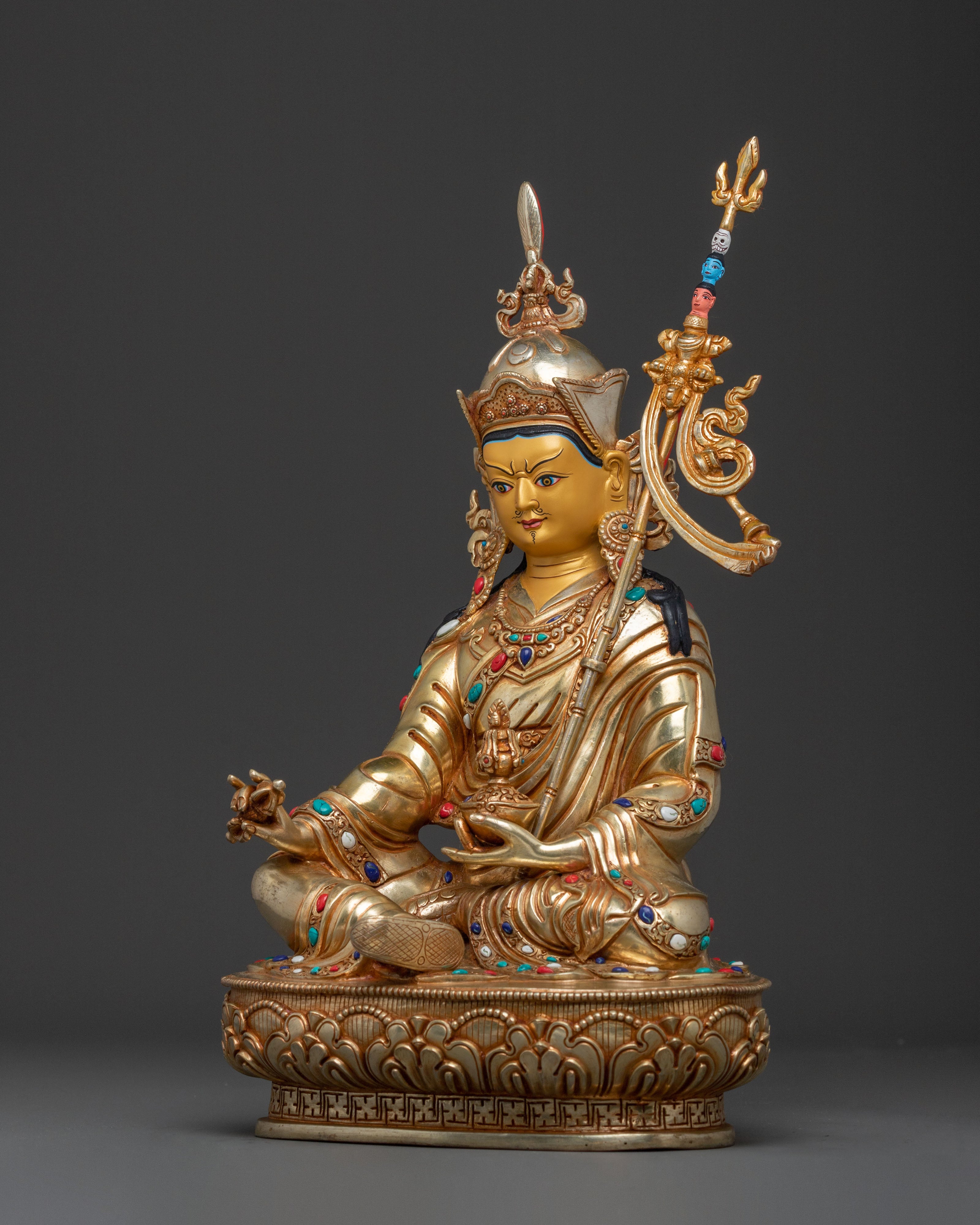 Guru Rinpoche Sacred Statue | 24K Gold Gilded Icon