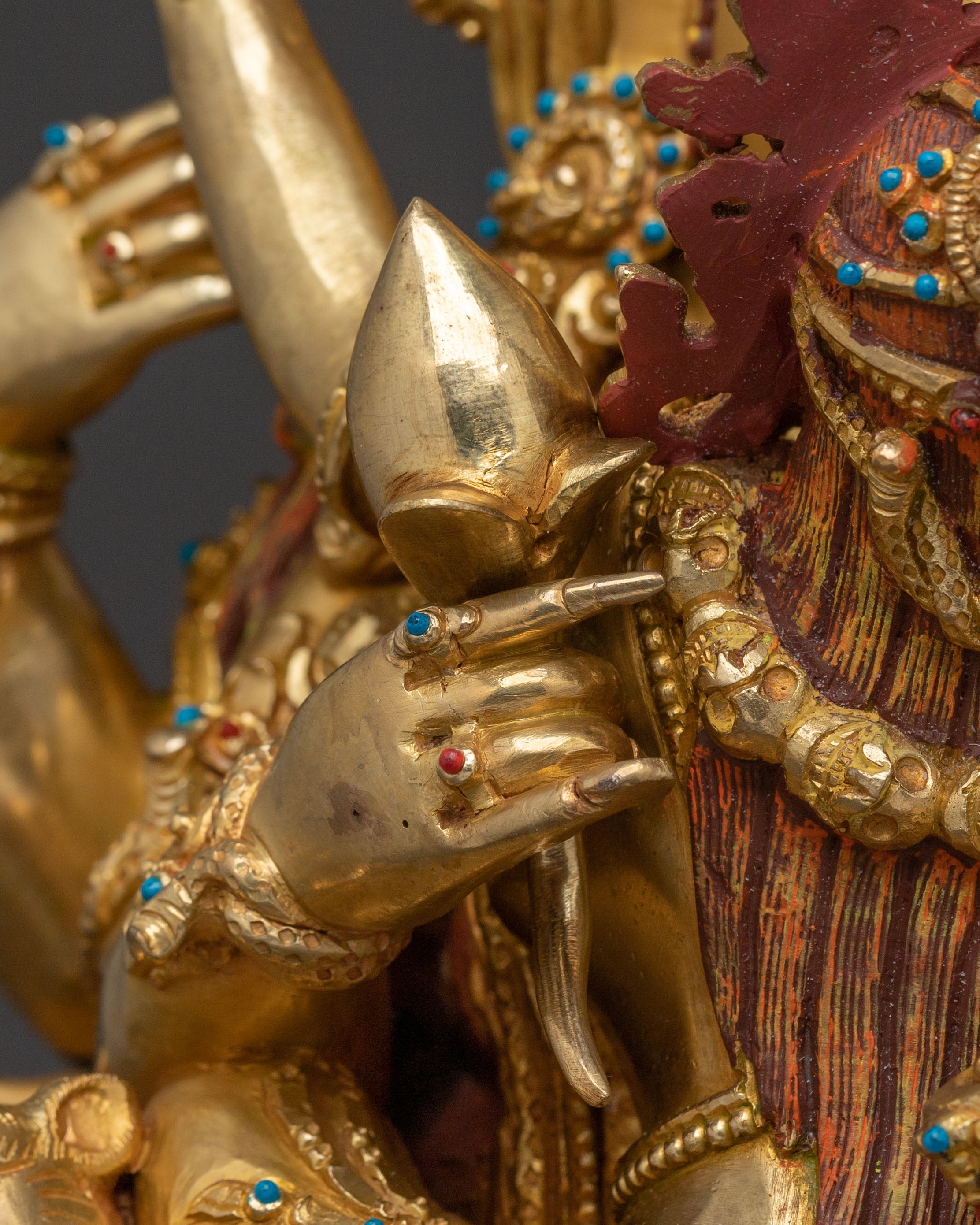 Chaturbhuja Mahakala Statue with Consort | Sacred Figurine
