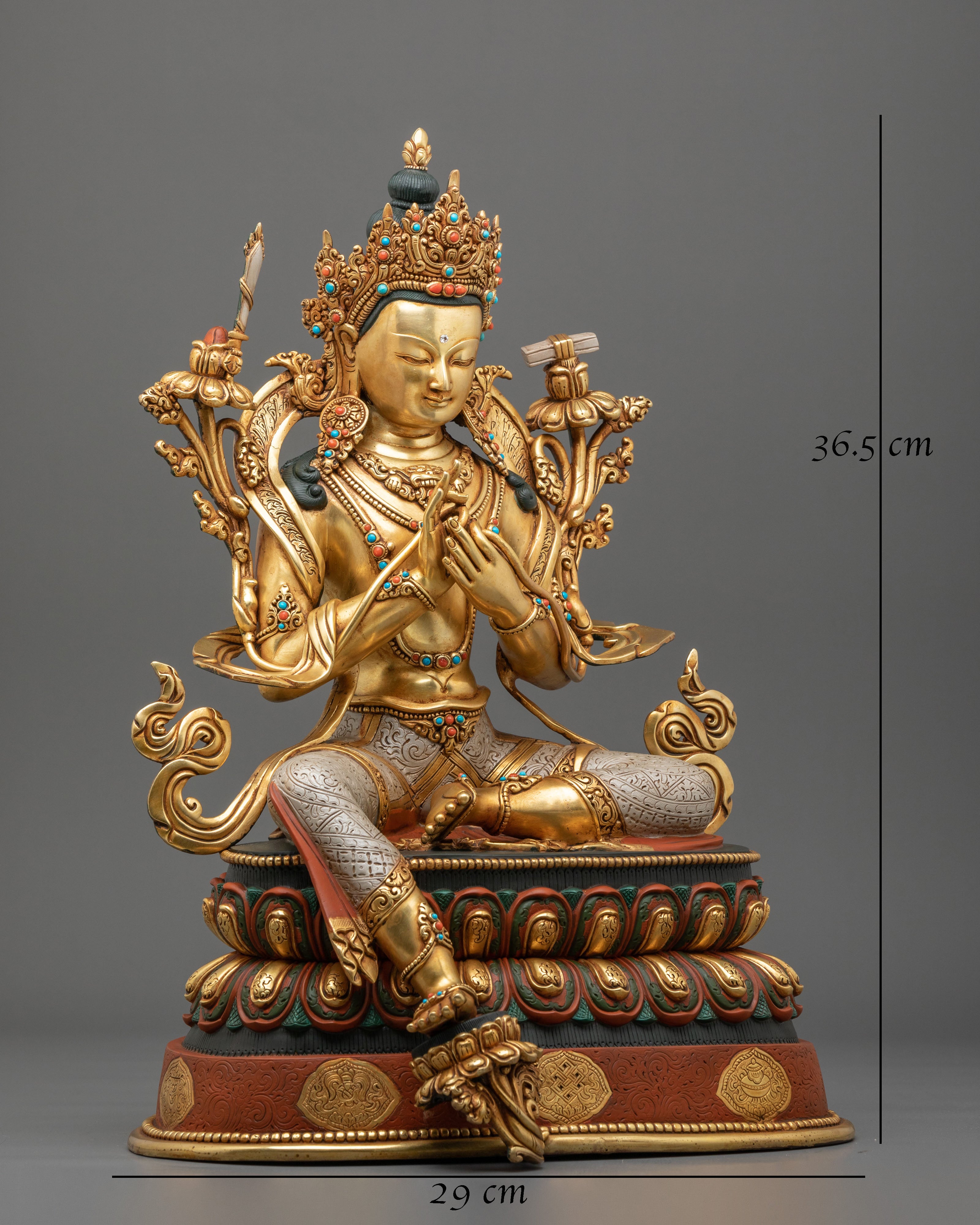Tikshna Manjushri: 24K Gold Gilded Copper Statue