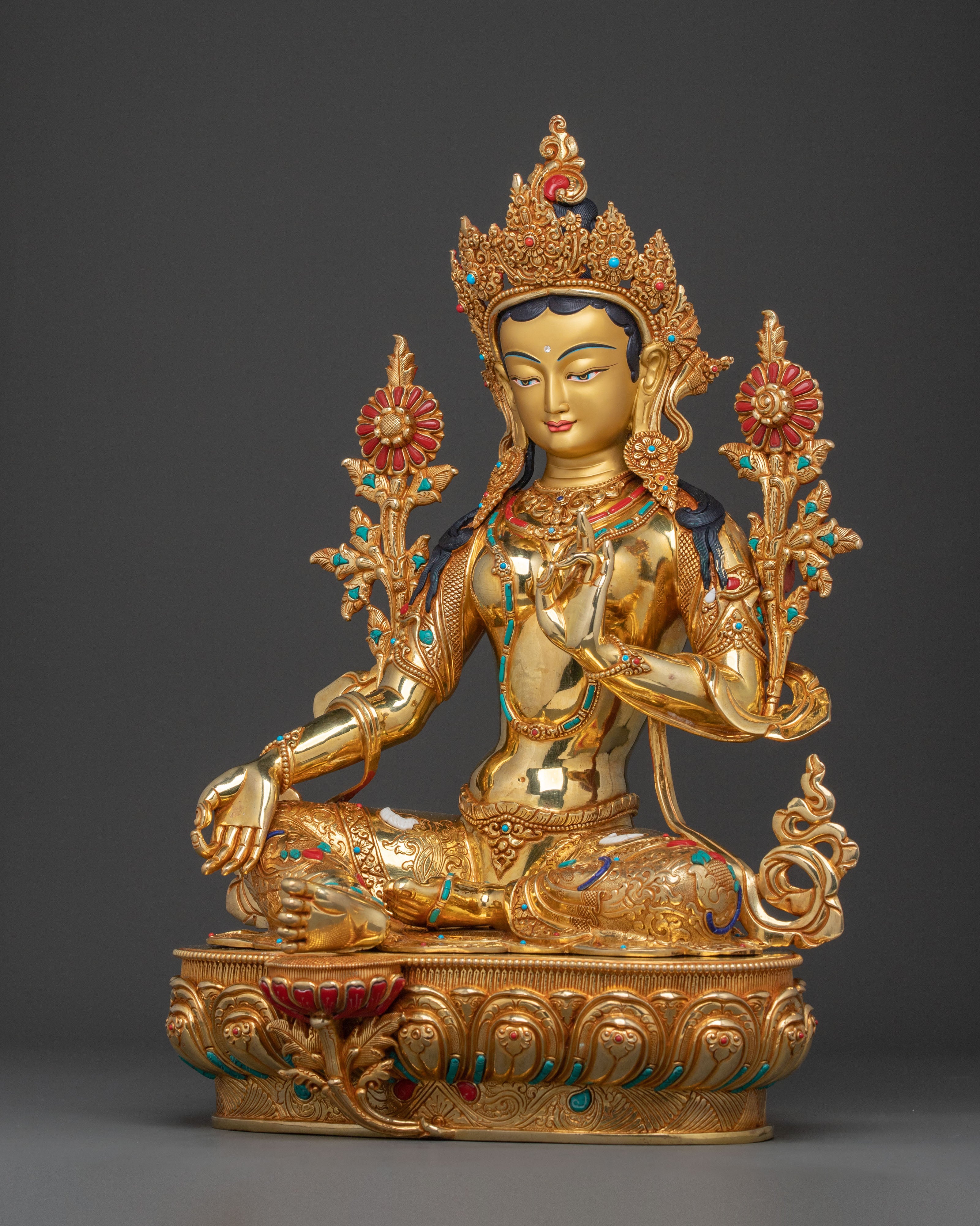 Buddhist Goddess Green Tara Sacred Statue | Tibetan Goddess of Compassion