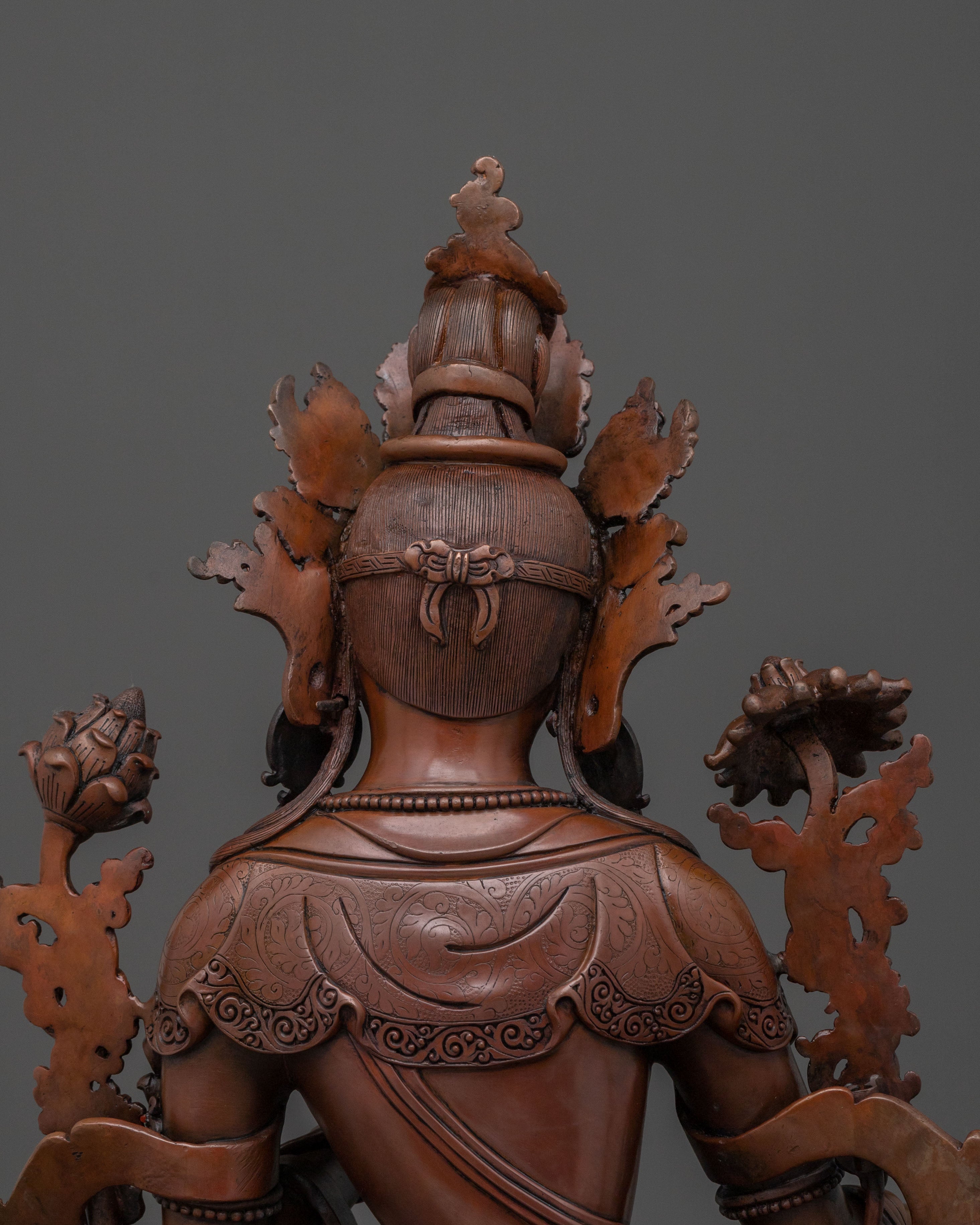 Compassion Goddess Green Tara: Oxidized Copper Sculpture