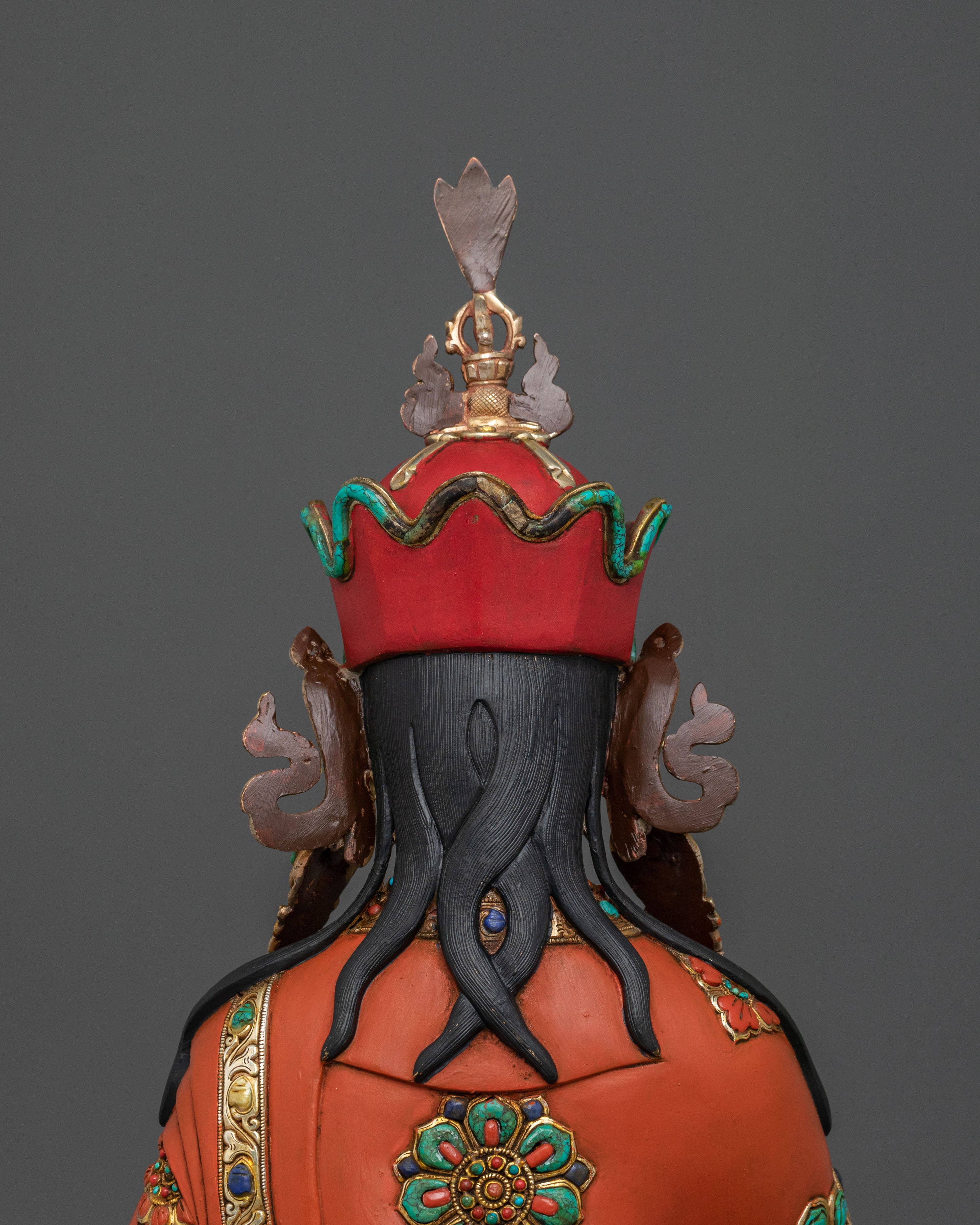 Buddhist Master Guru Norla Sculpture: 24K Gold Gilded Artistry