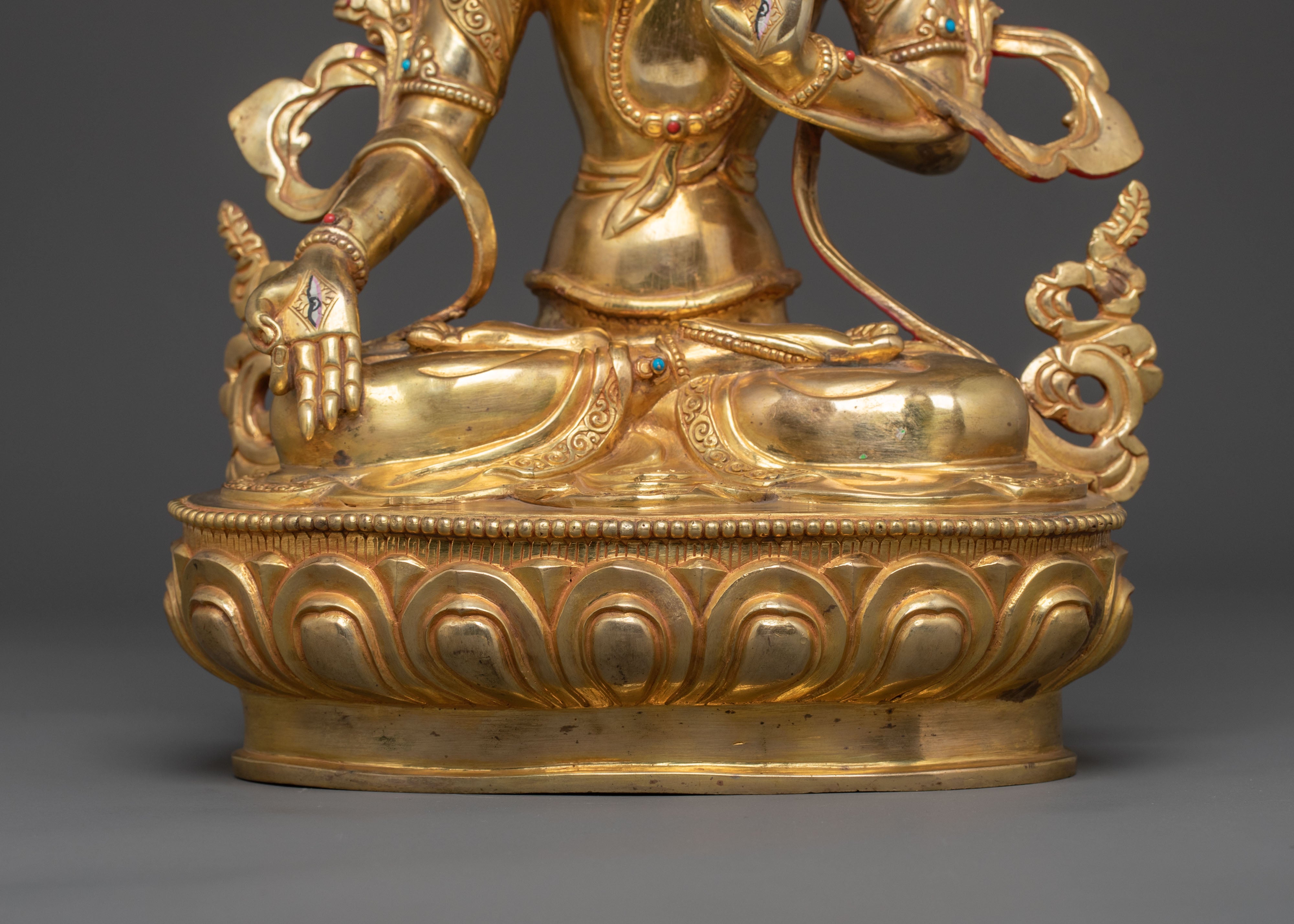 White Tara Statue | 24K Gold Gilded