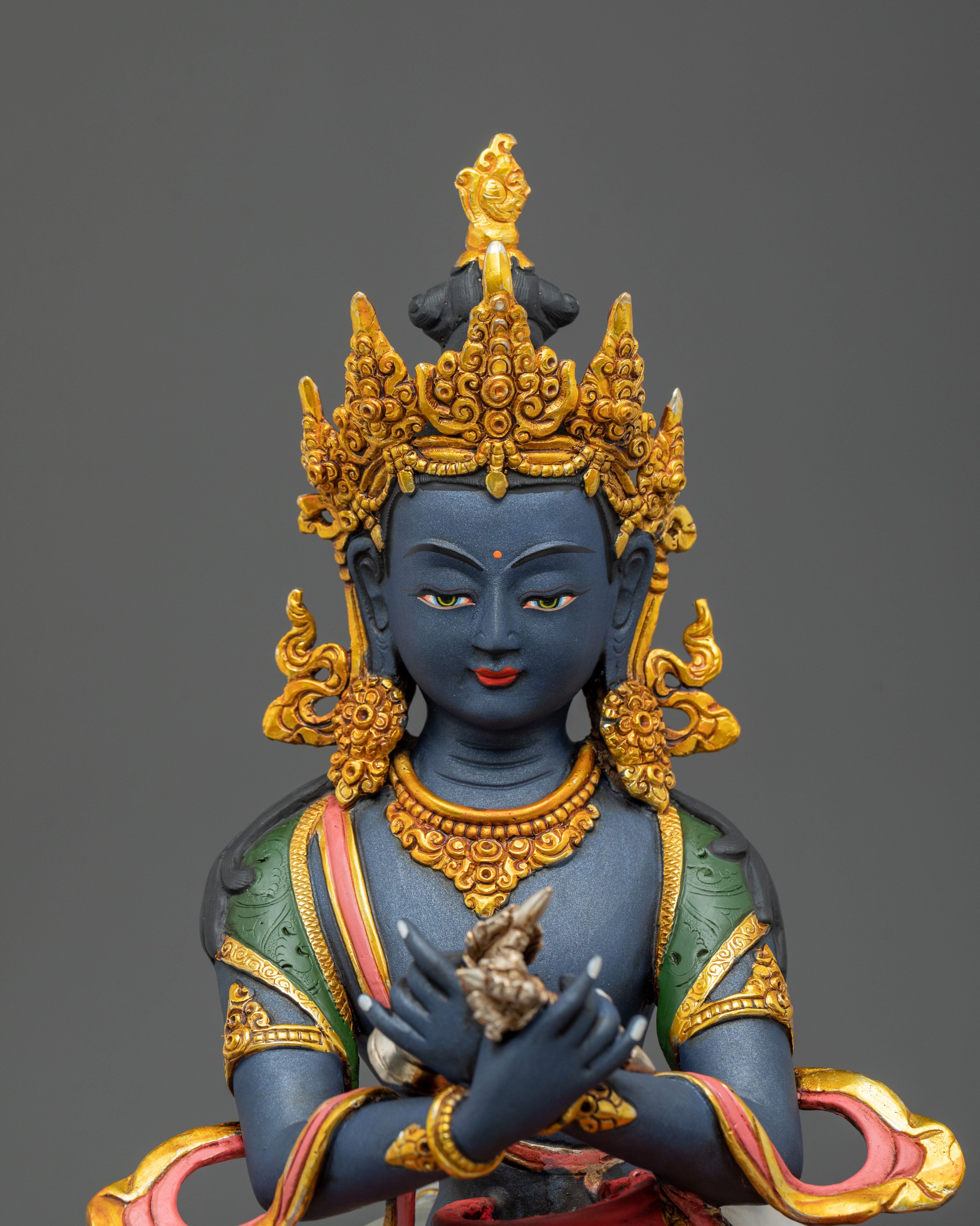 Vajradhara Statue with Consort | Gold & Acrylic Painted Figurine