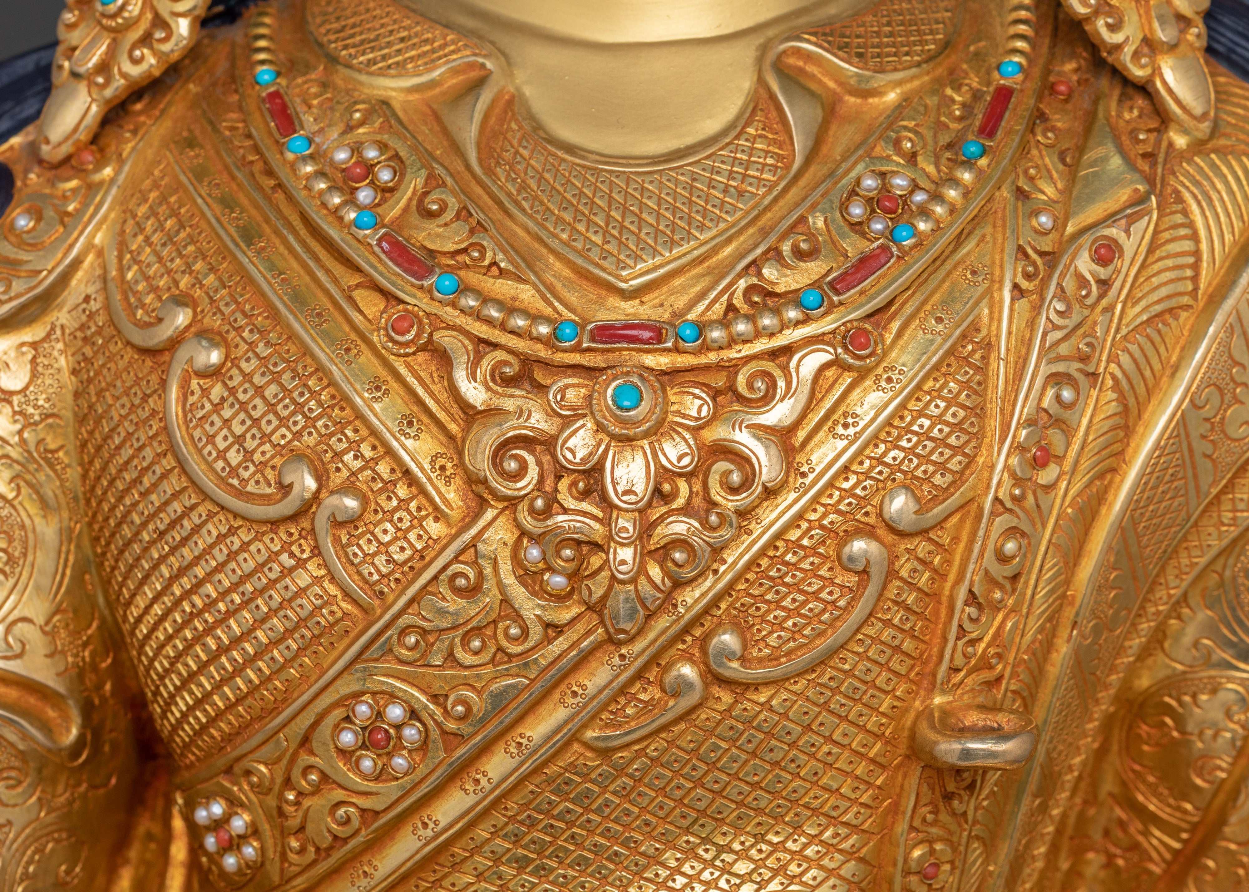 Protector Guru Rinpoche: Handcrafted Golden Statue