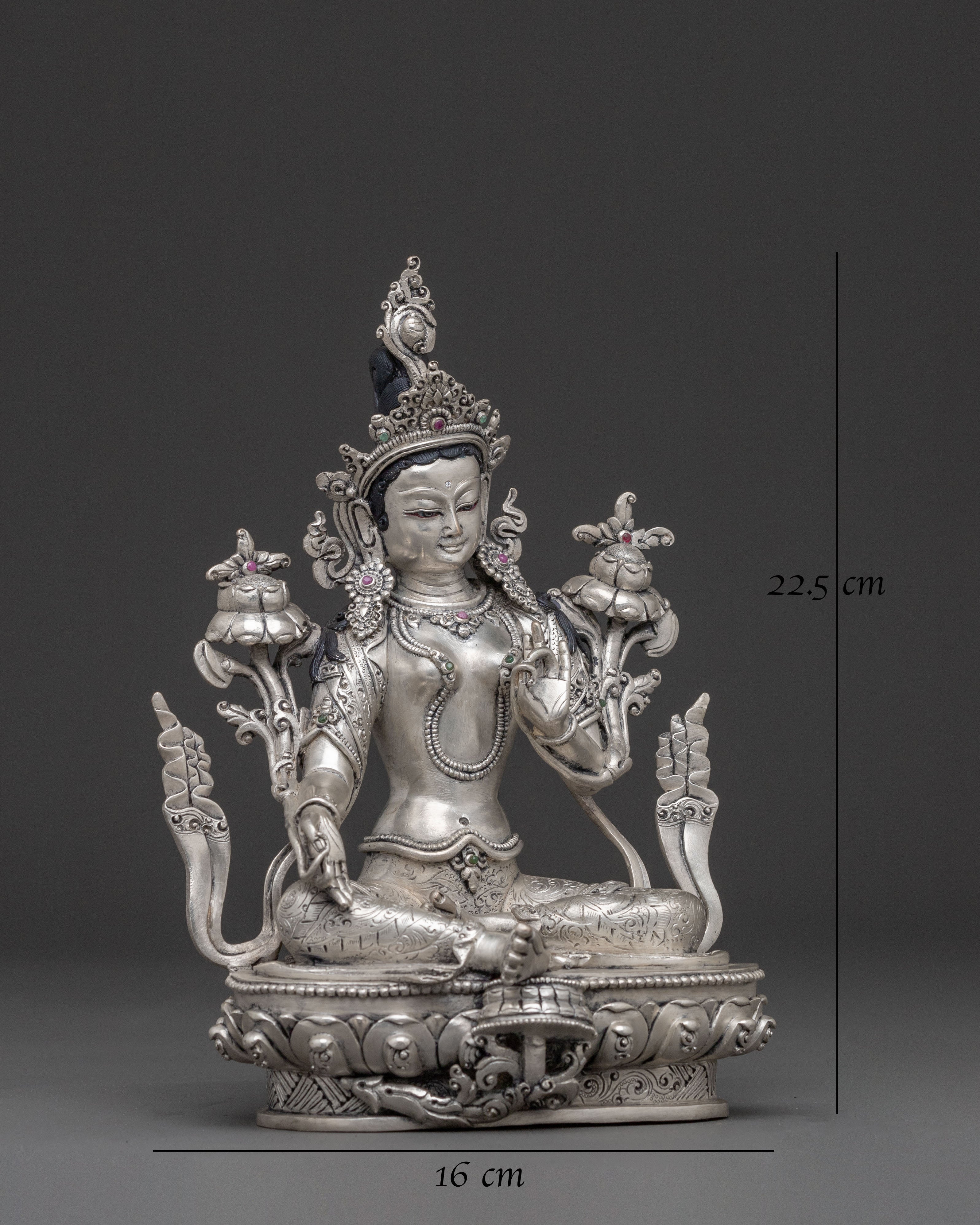 Green Tara Silver Plated Statue | Compassionate Icon