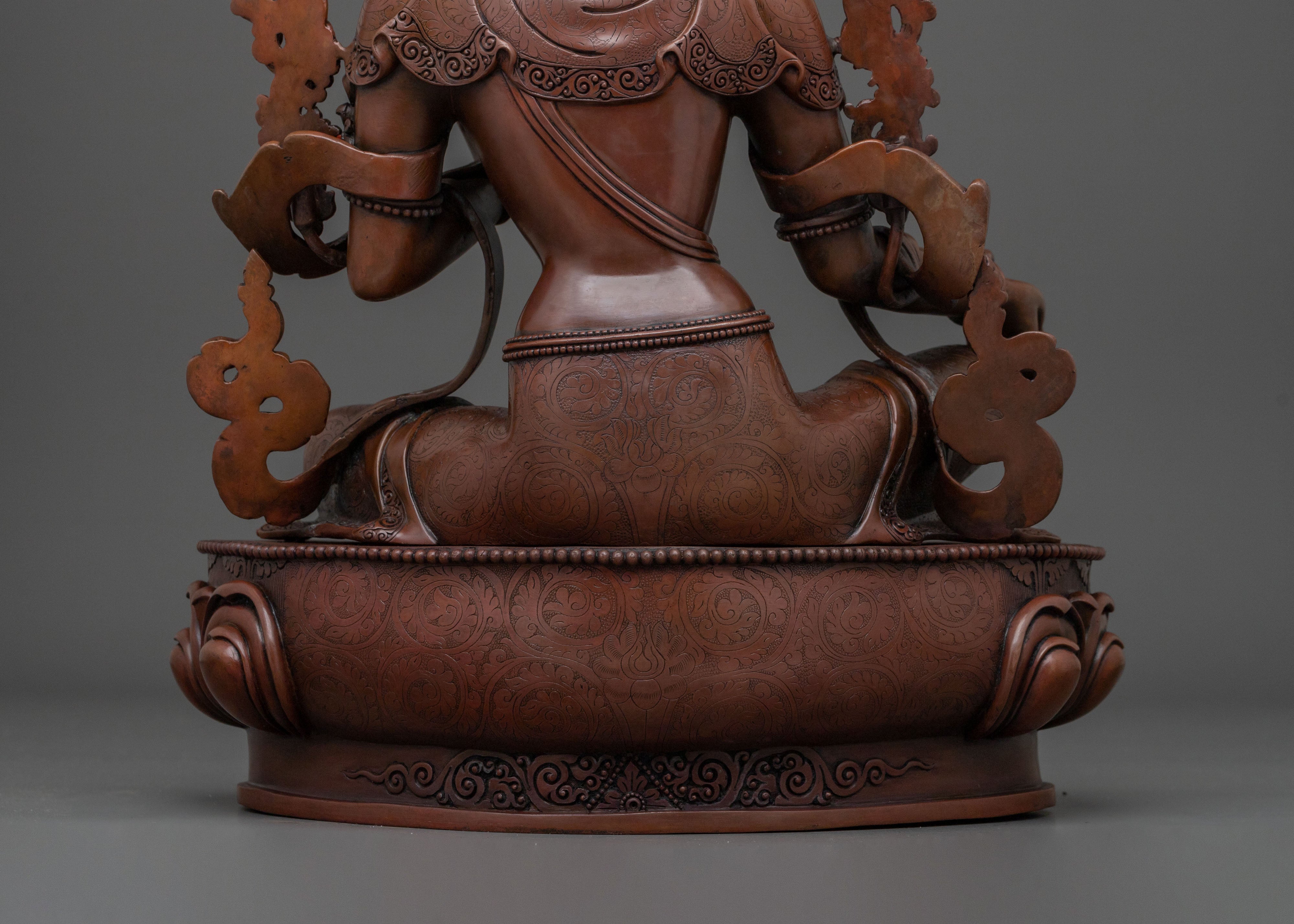 Compassion Goddess Green Tara: Oxidized Copper Sculpture