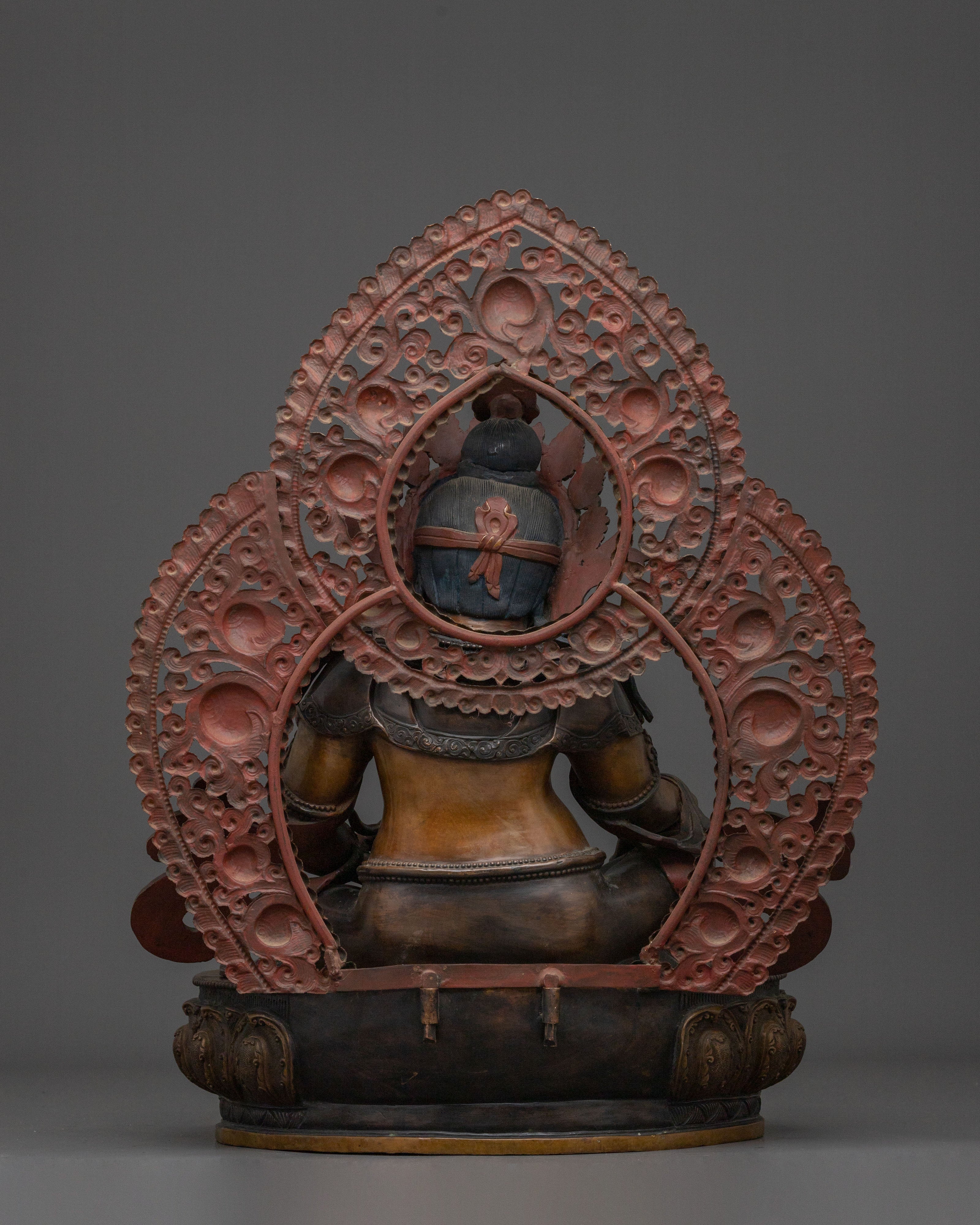 Tibetan Buddhist Dzambhala Statue: Oxidized Copper