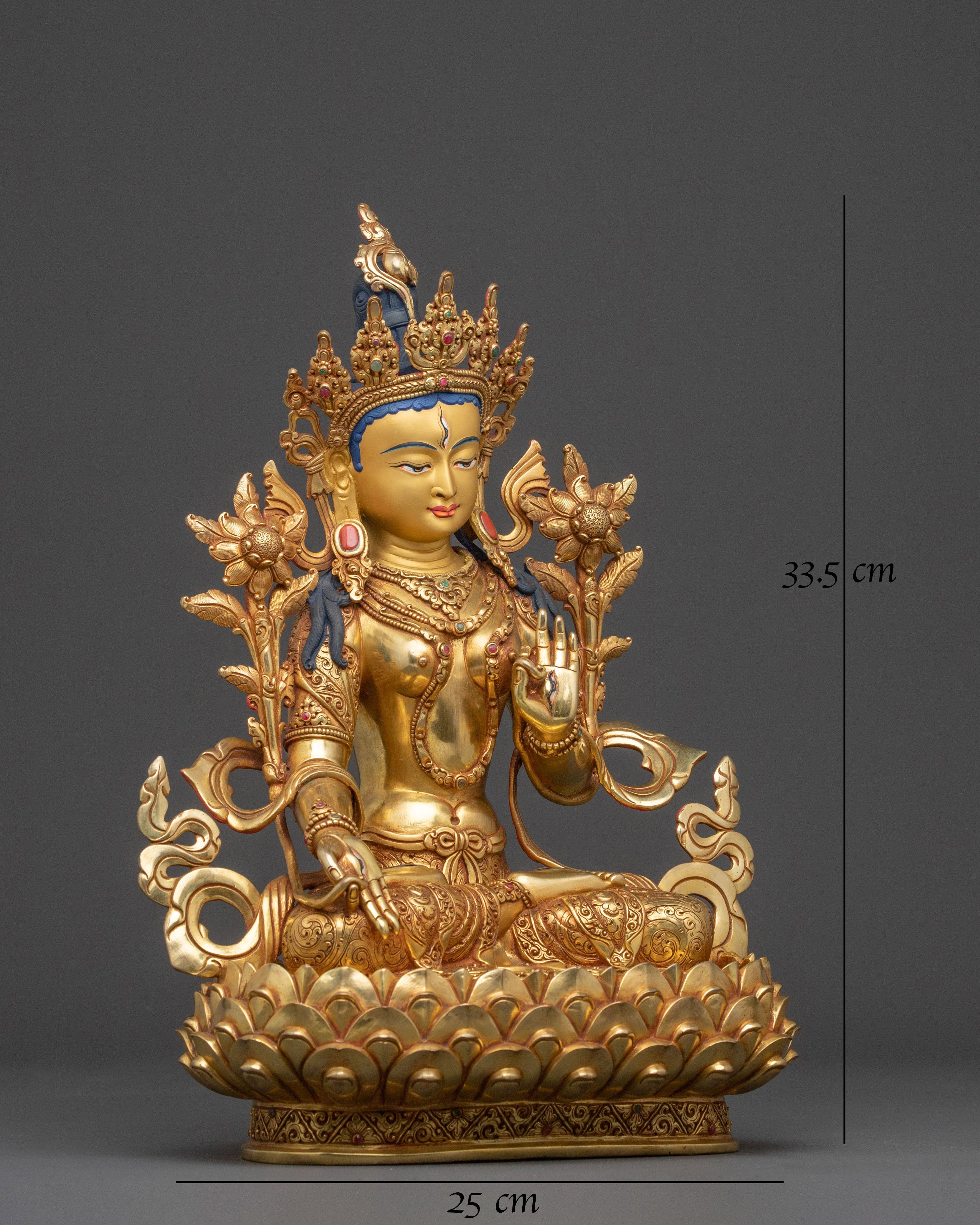White Tara Spiritual Statue | 24K Gold Gilded Icon