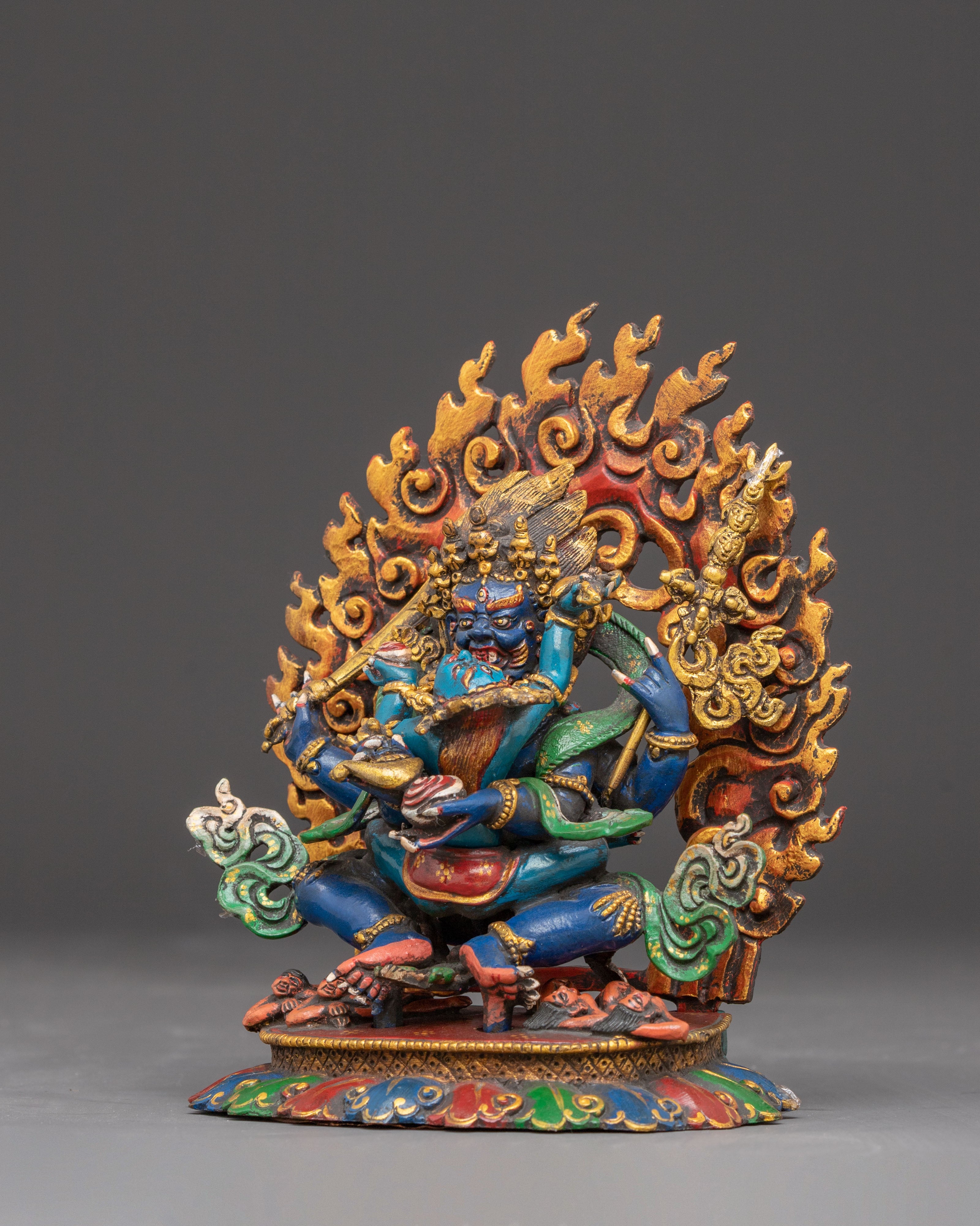 Four-Armed Mahakala Copper Statue | Protector of the Dharma